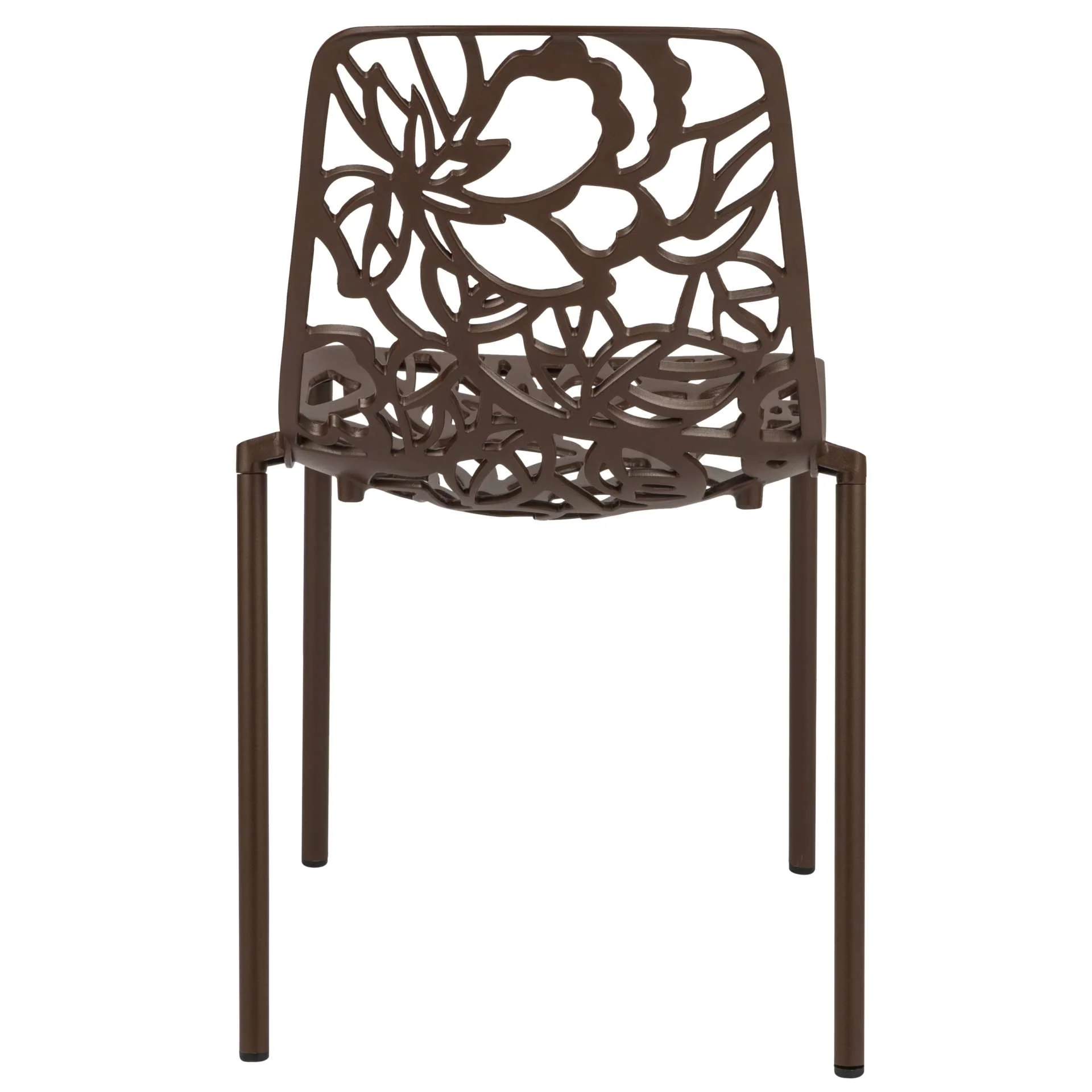 LeisureMod Devon Mid-Century Modern 5-Piece Aluminum Outdoor Patio Dining Set with Tempered Glass Top Table and 4 Stackable
 - DT31C4BL - Image 29