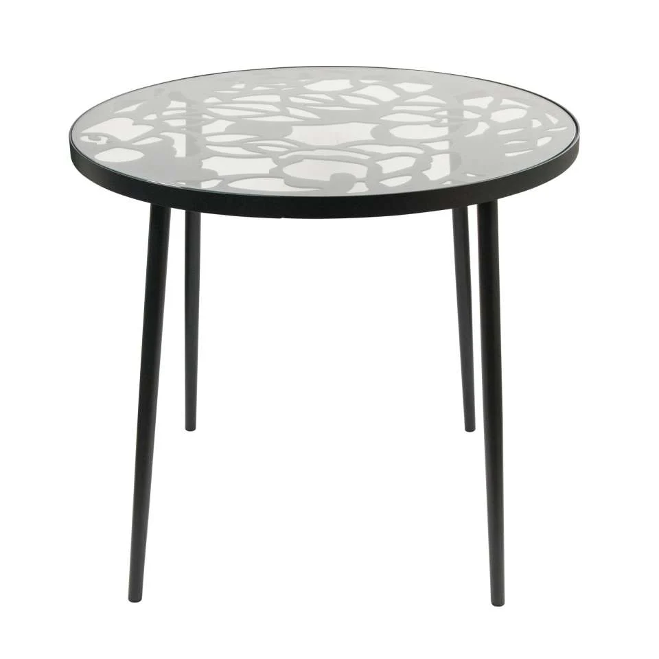 LeisureMod Devon Mid-Century Modern 5-Piece Aluminum Outdoor Patio Dining Set with Tempered Glass Top Table and 4 Stackable
 - DT31C4BL - Image 9