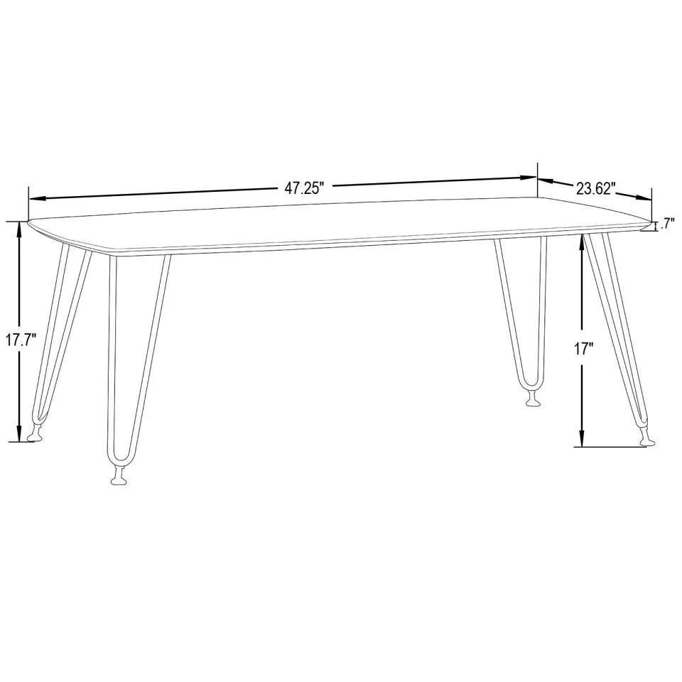 LeisureMod Elmwood Modern Wood Top Coffee Table With Iron Base - Image 3