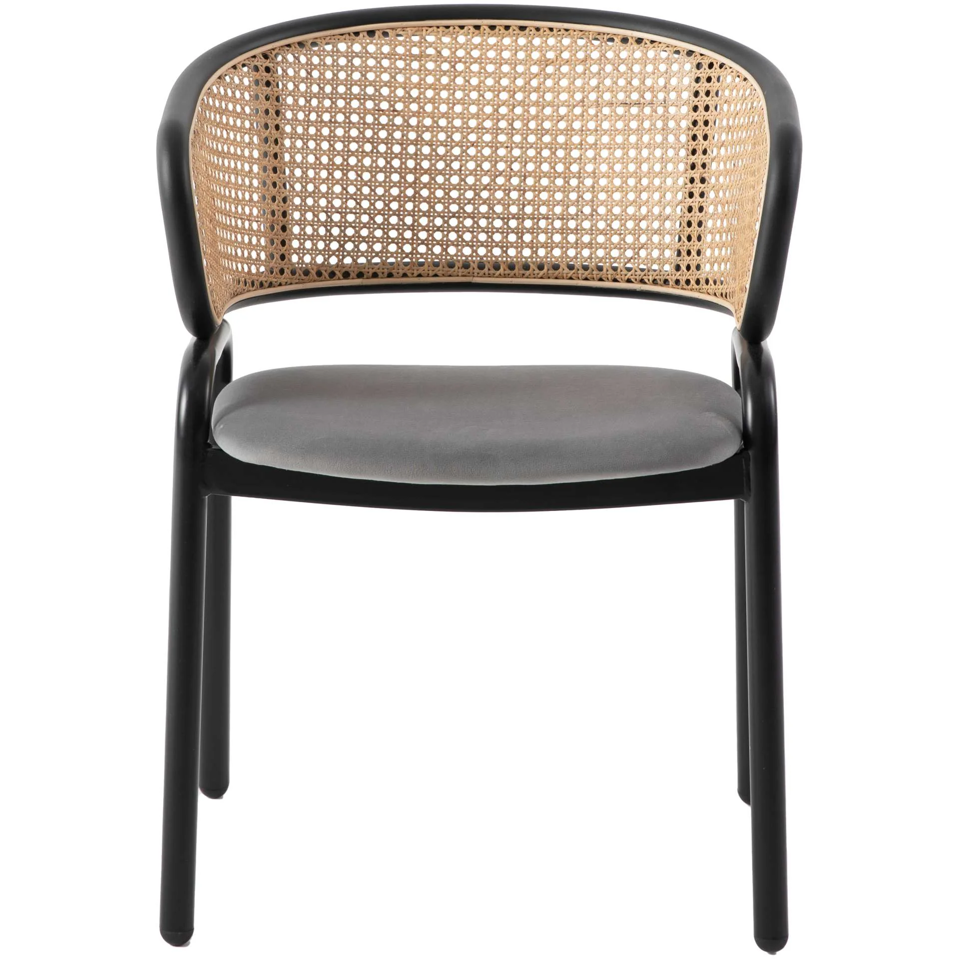 Leisuremod Ervilla Modern Dining Chair With Stainless Steel Legs Velvet Seat and Wicker Back - EC20GR - Image 2