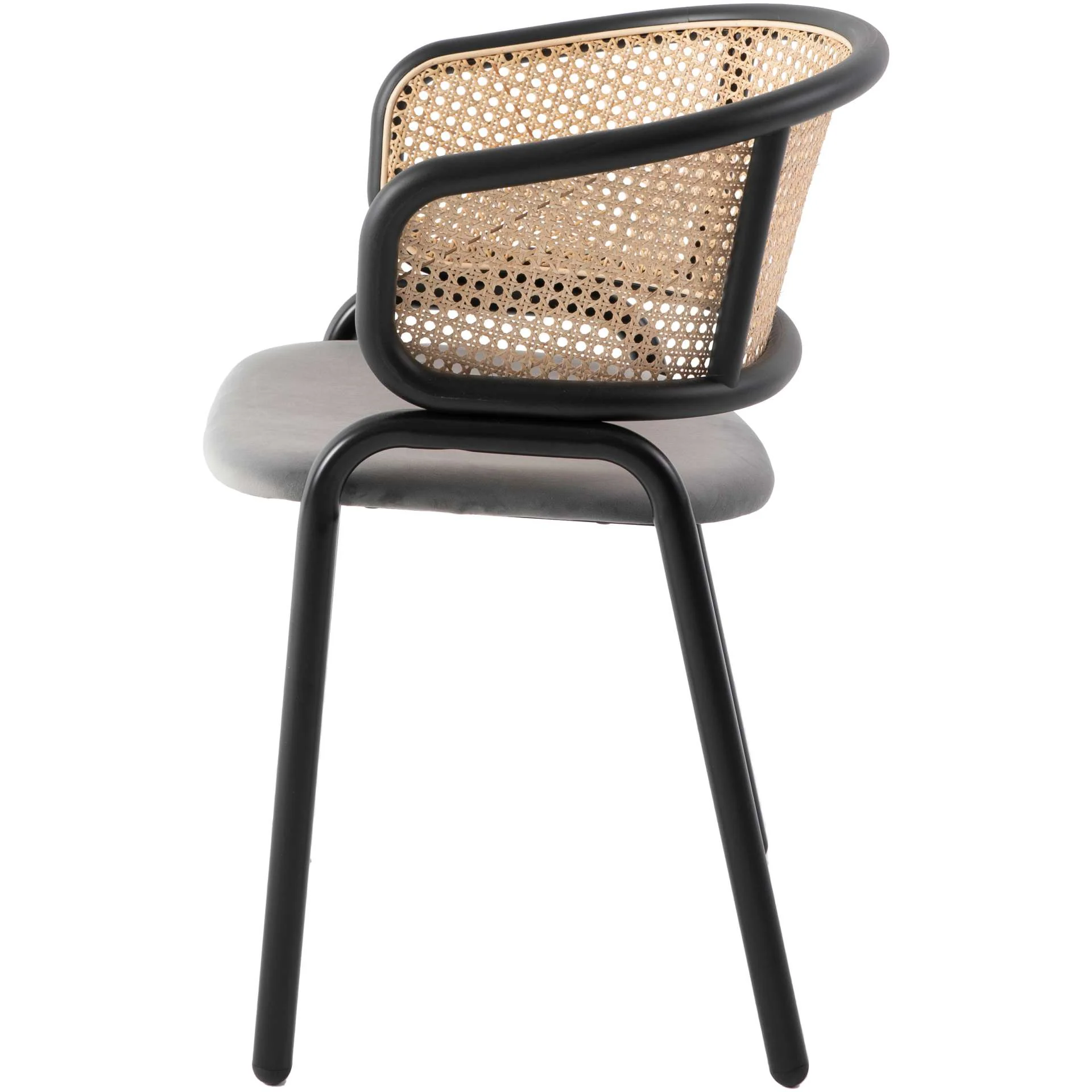 Leisuremod Ervilla Modern Dining Chair With Stainless Steel Legs Velvet Seat and Wicker Back - EC20GR - Image 4