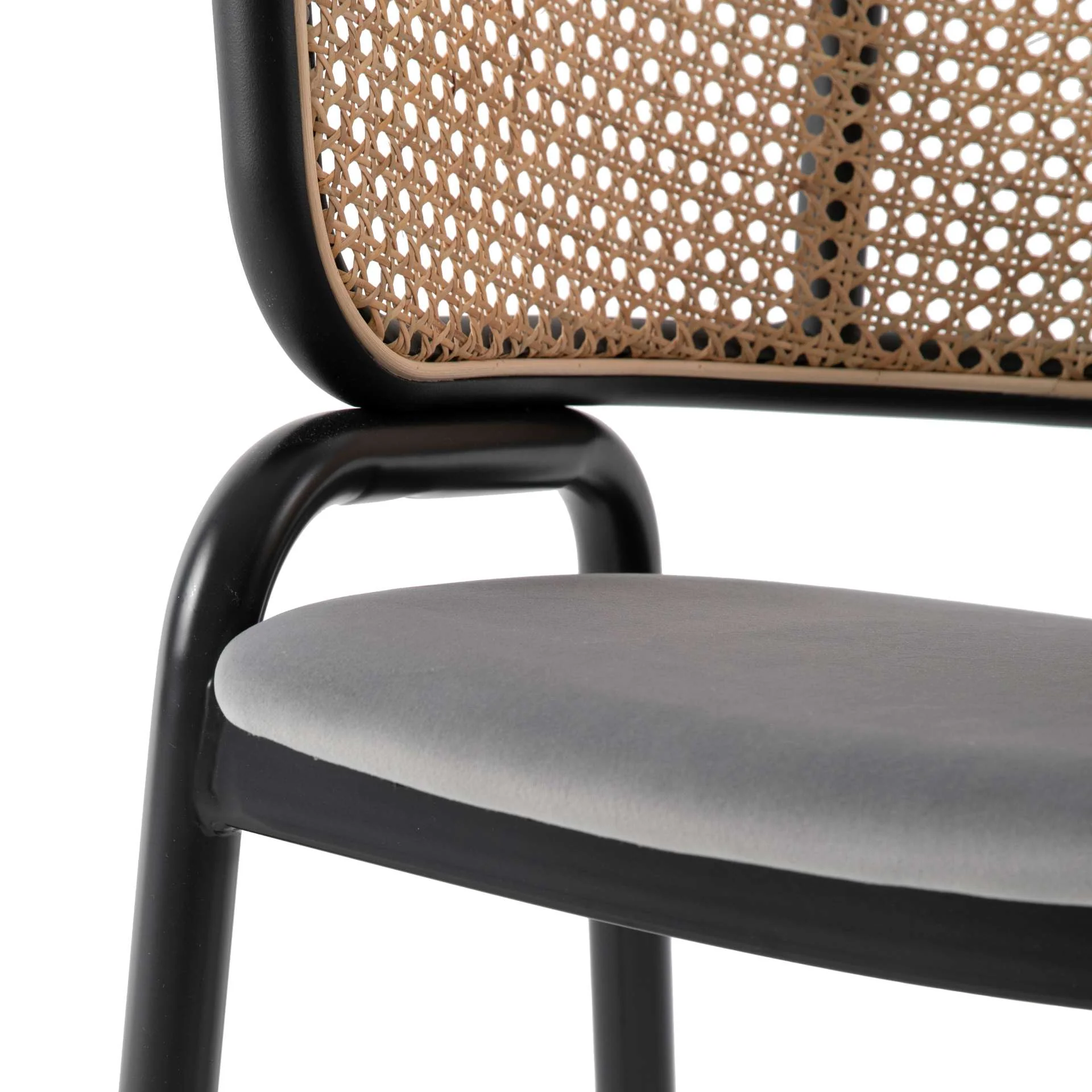 Leisuremod Ervilla Modern Dining Chair With Stainless Steel Legs Velvet Seat and Wicker Back - EC20GR - Image 9
