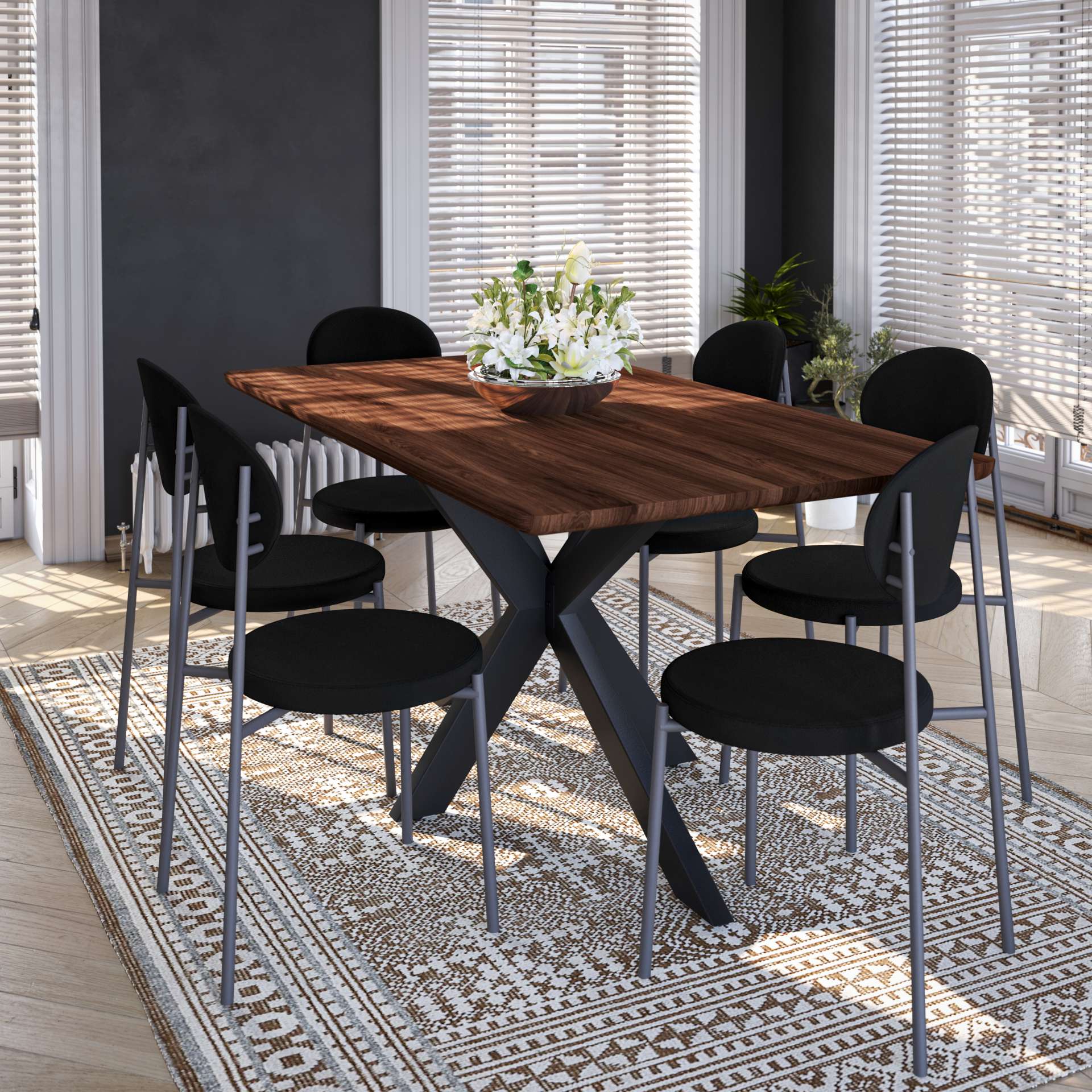 LeisureMod Euston Modern Velvet Dining Chair with Grey Steel Frame - Image 13