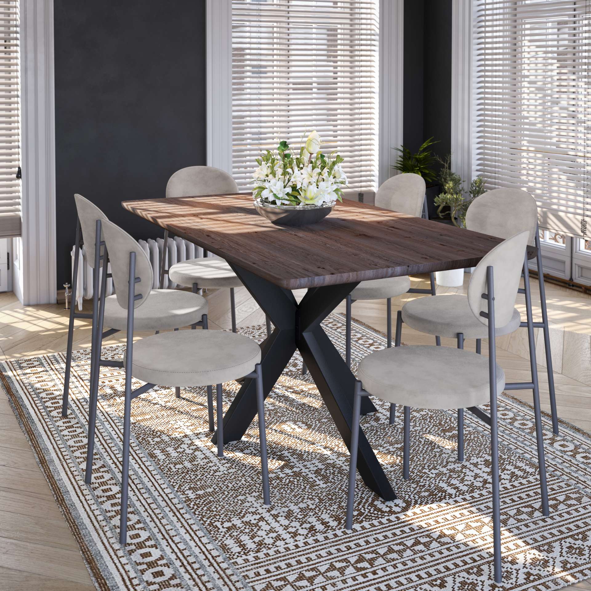 LeisureMod Euston Modern Velvet Dining Chair with Grey Steel Frame - Image 26