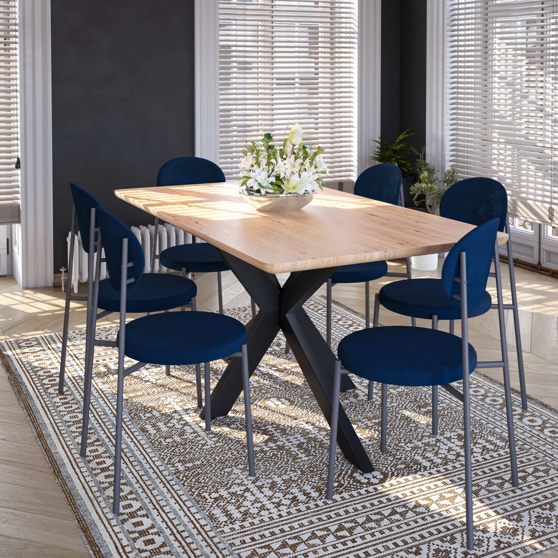 LeisureMod Euston Modern Velvet Dining Chair with Grey Steel Frame - Image 37
