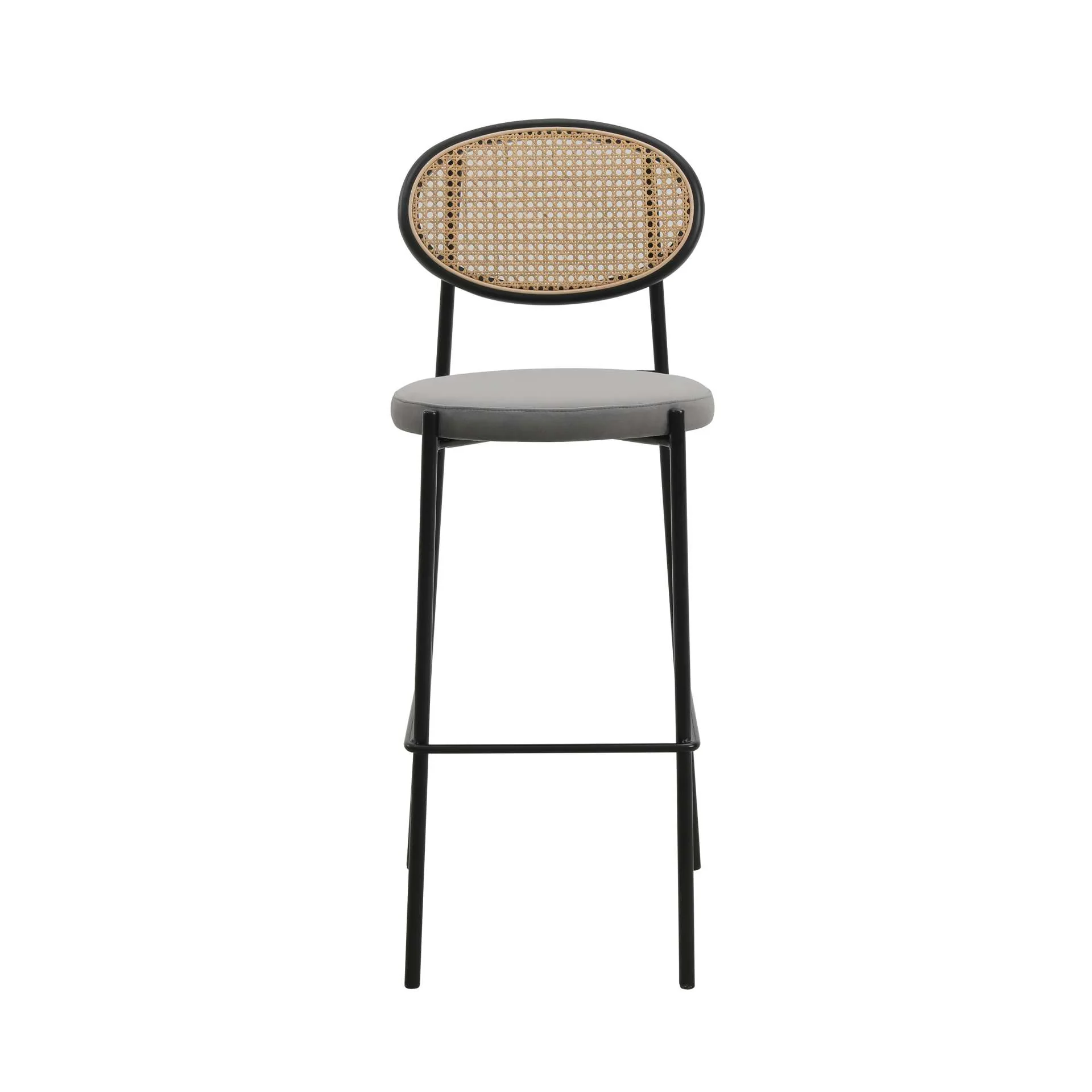 LeisureMod Euston Modern Wicker Bar Stool With Black Steel Frame - Image 17