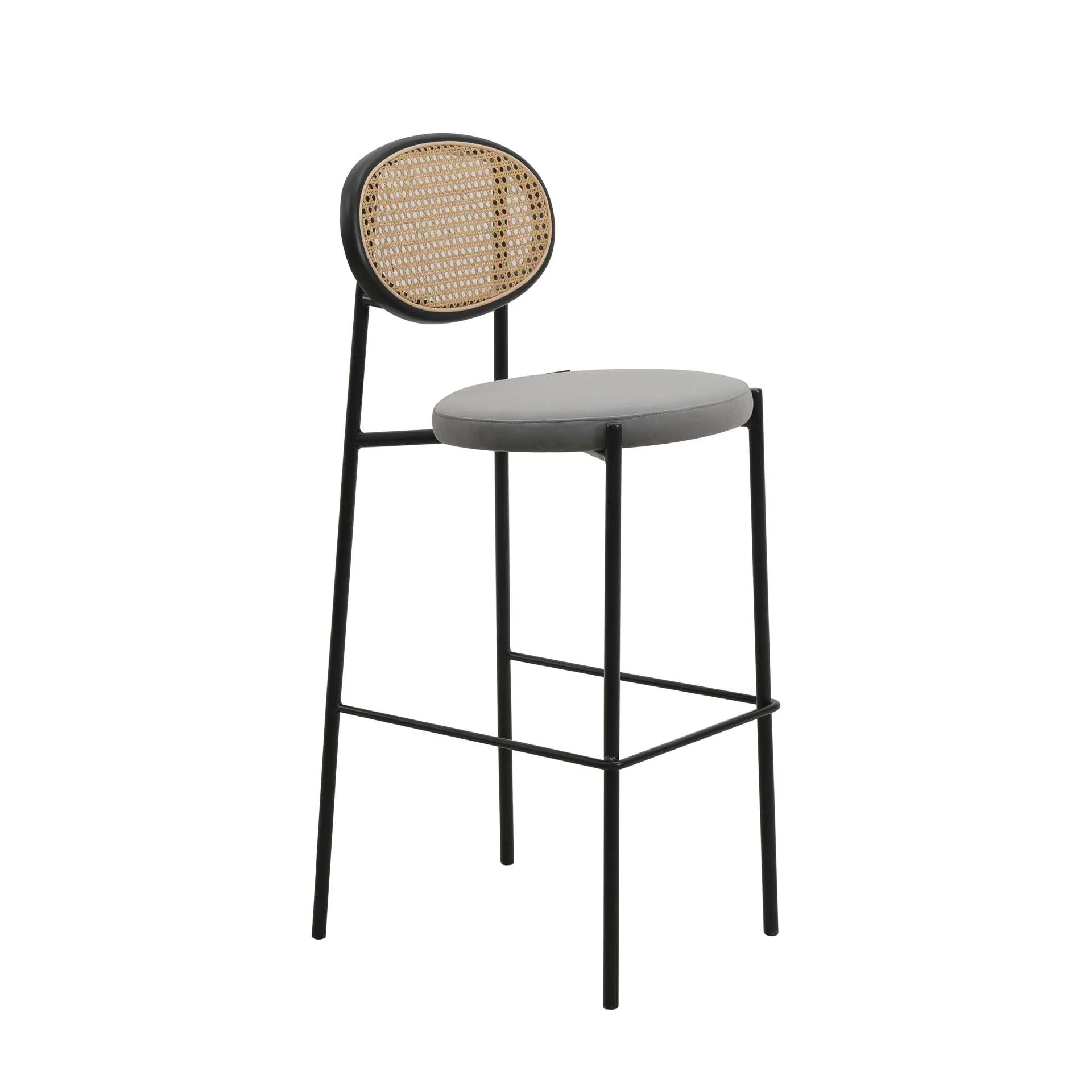 LeisureMod Euston Modern Wicker Bar Stool With Black Steel Frame - Image 18