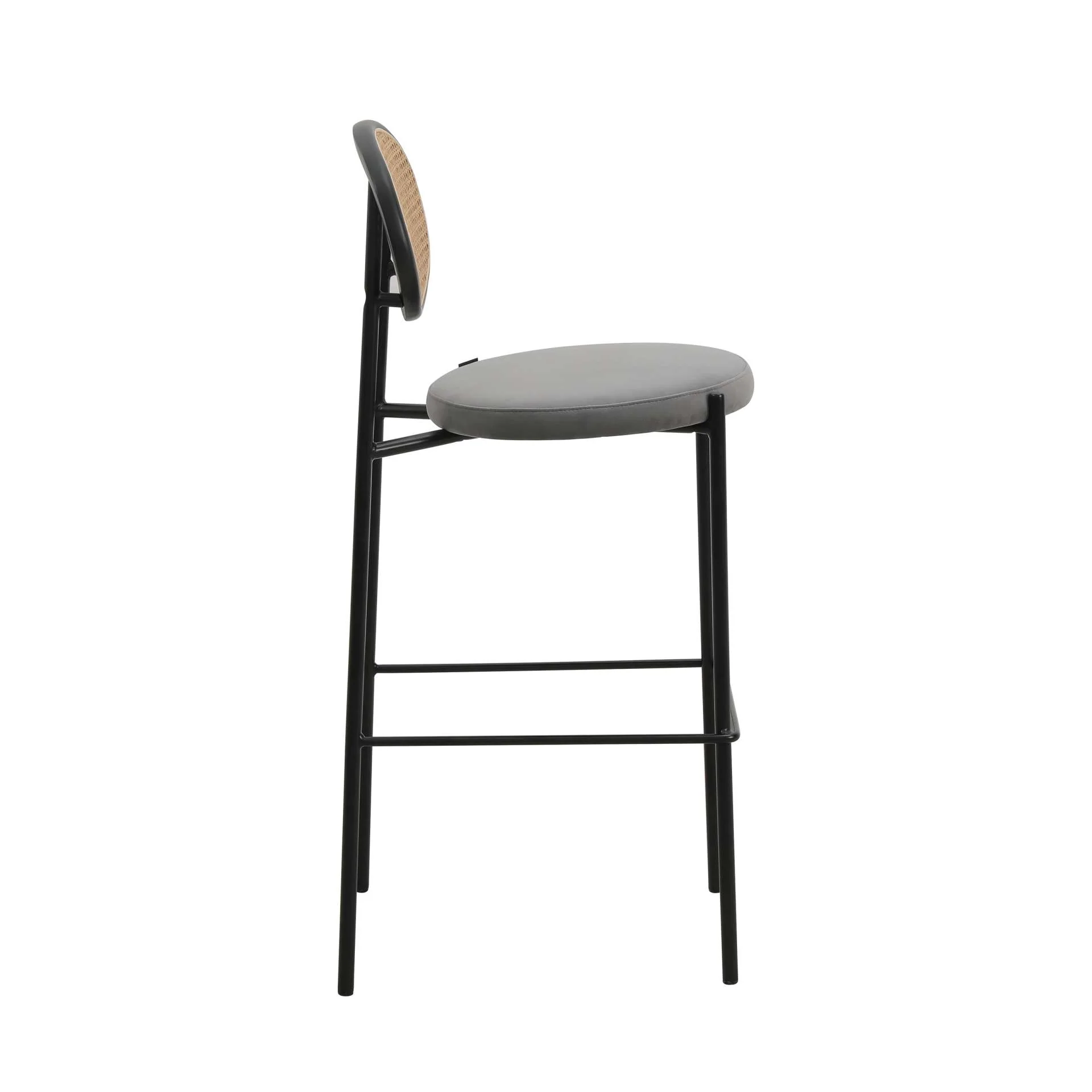 LeisureMod Euston Modern Wicker Bar Stool With Black Steel Frame - Image 19