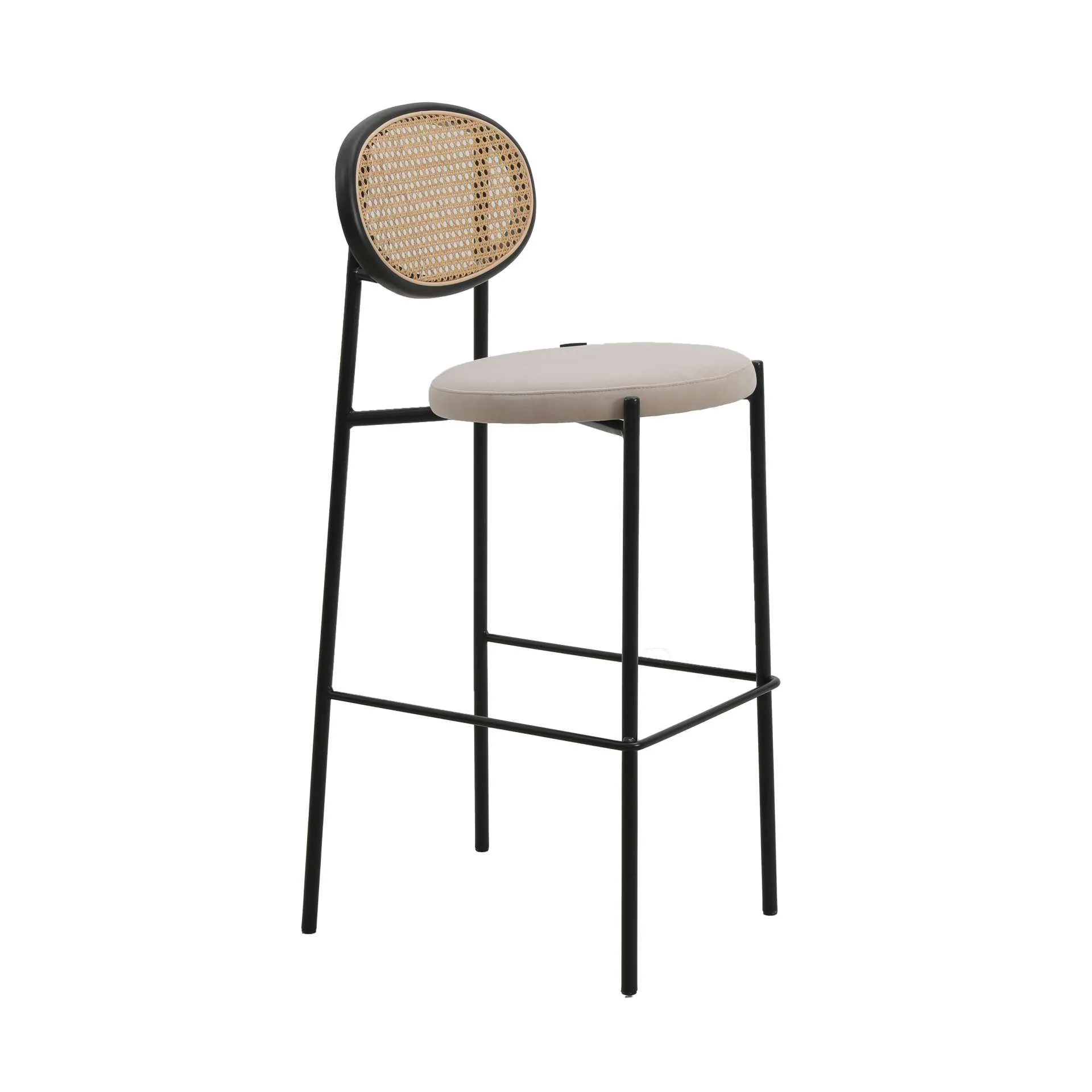LeisureMod Euston Modern Wicker Bar Stool With Black Steel Frame - Image 2
