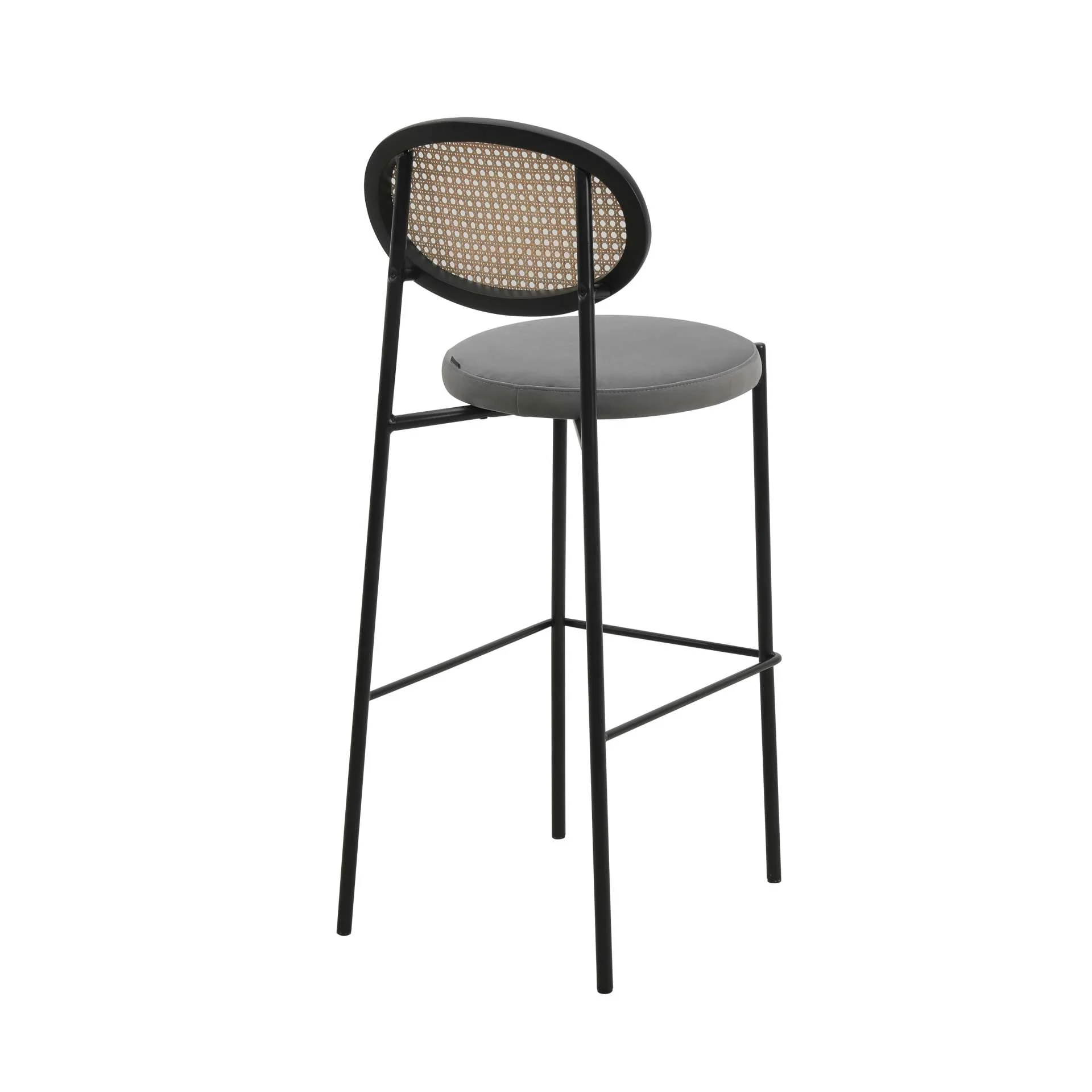 LeisureMod Euston Modern Wicker Bar Stool With Black Steel Frame - Image 20