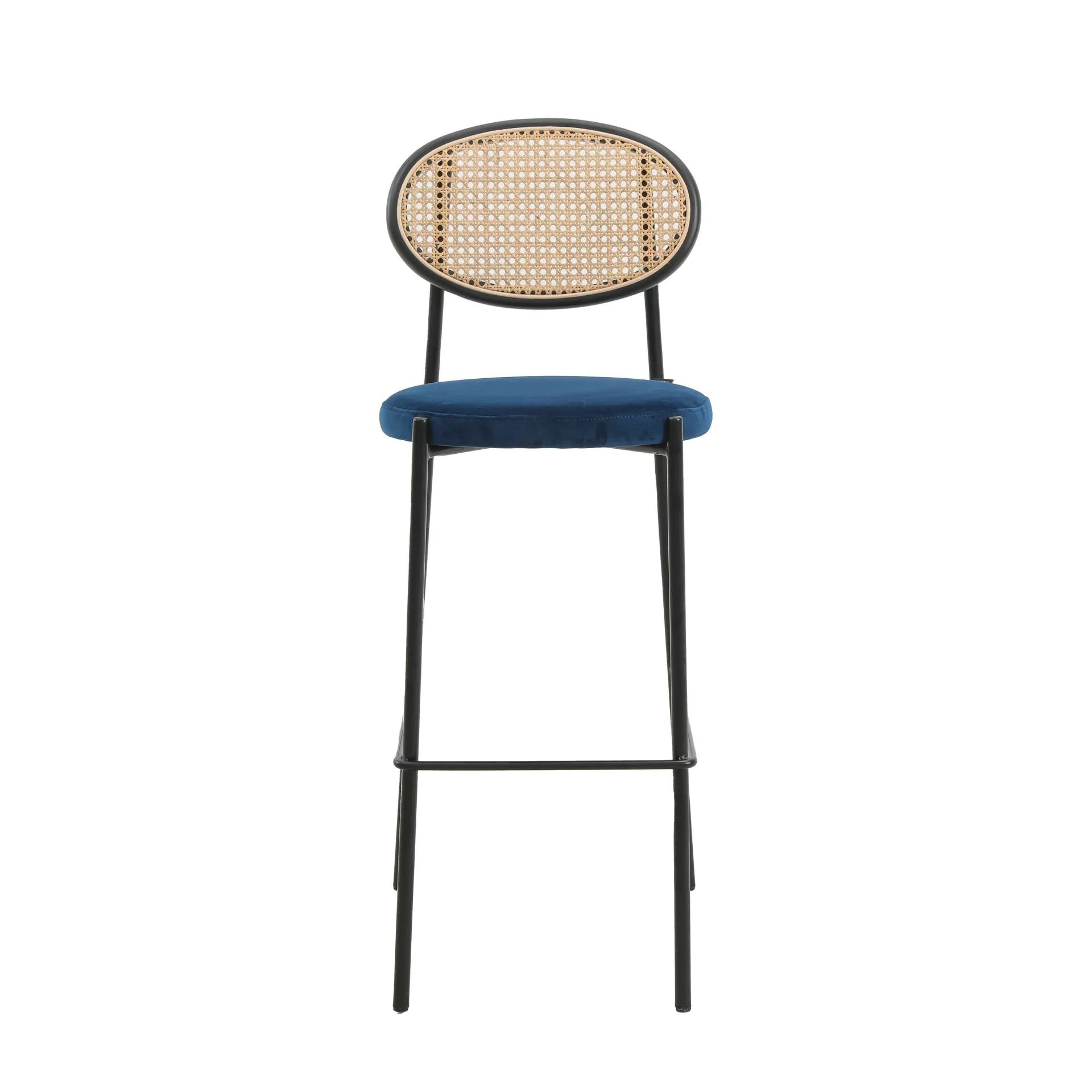 LeisureMod Euston Modern Wicker Bar Stool With Black Steel Frame - Image 25