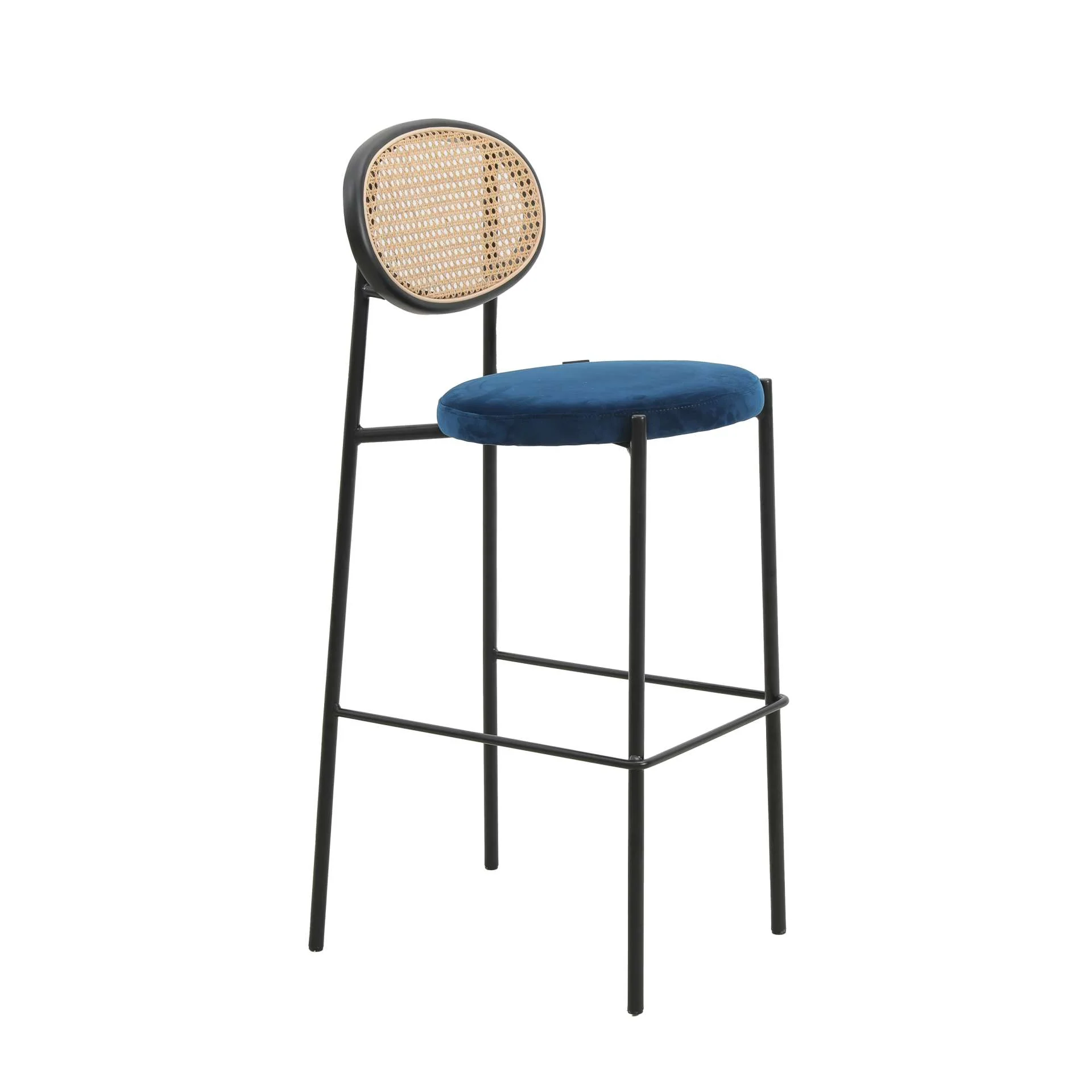 LeisureMod Euston Modern Wicker Bar Stool With Black Steel Frame - Image 26
