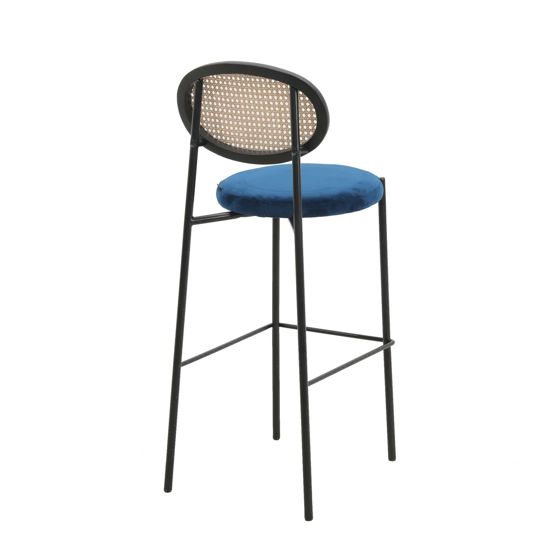 LeisureMod Euston Modern Wicker Bar Stool With Black Steel Frame - Image 28