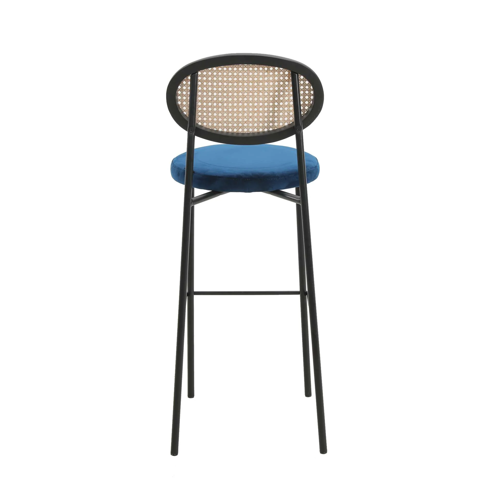 LeisureMod Euston Modern Wicker Bar Stool With Black Steel Frame - Image 29
