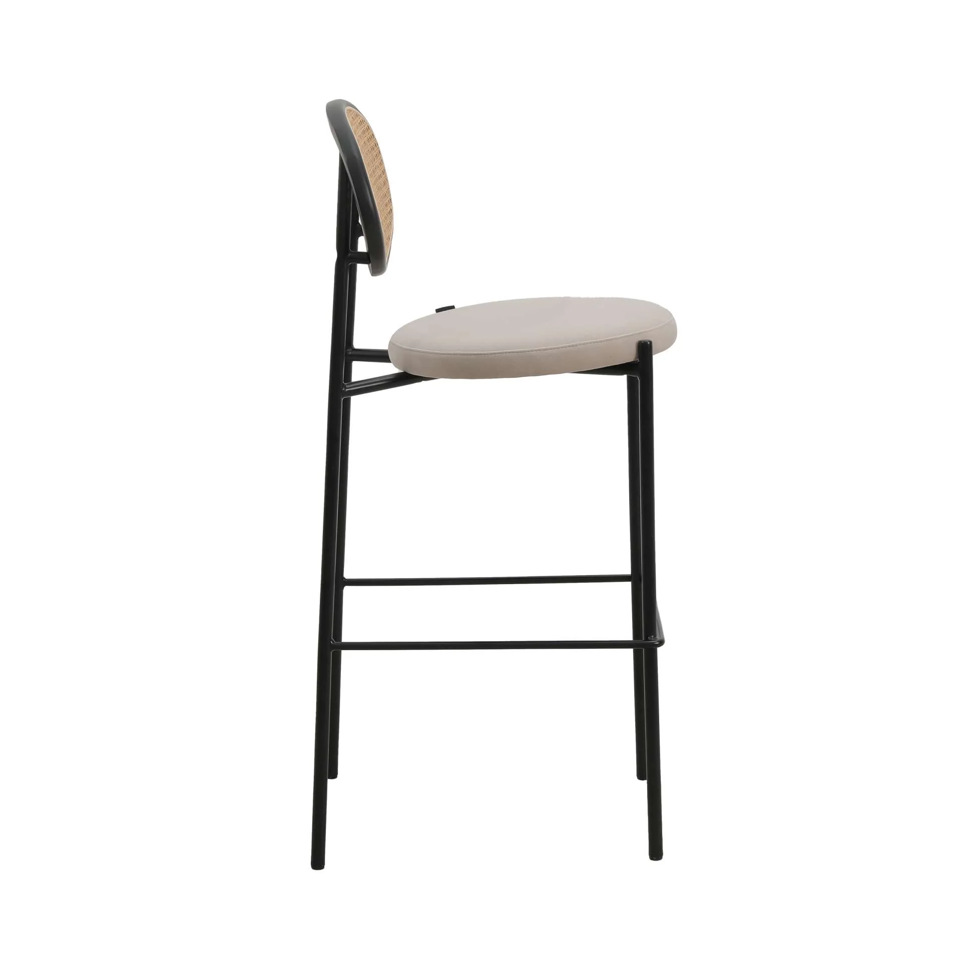 LeisureMod Euston Modern Wicker Bar Stool With Black Steel Frame - Image 3