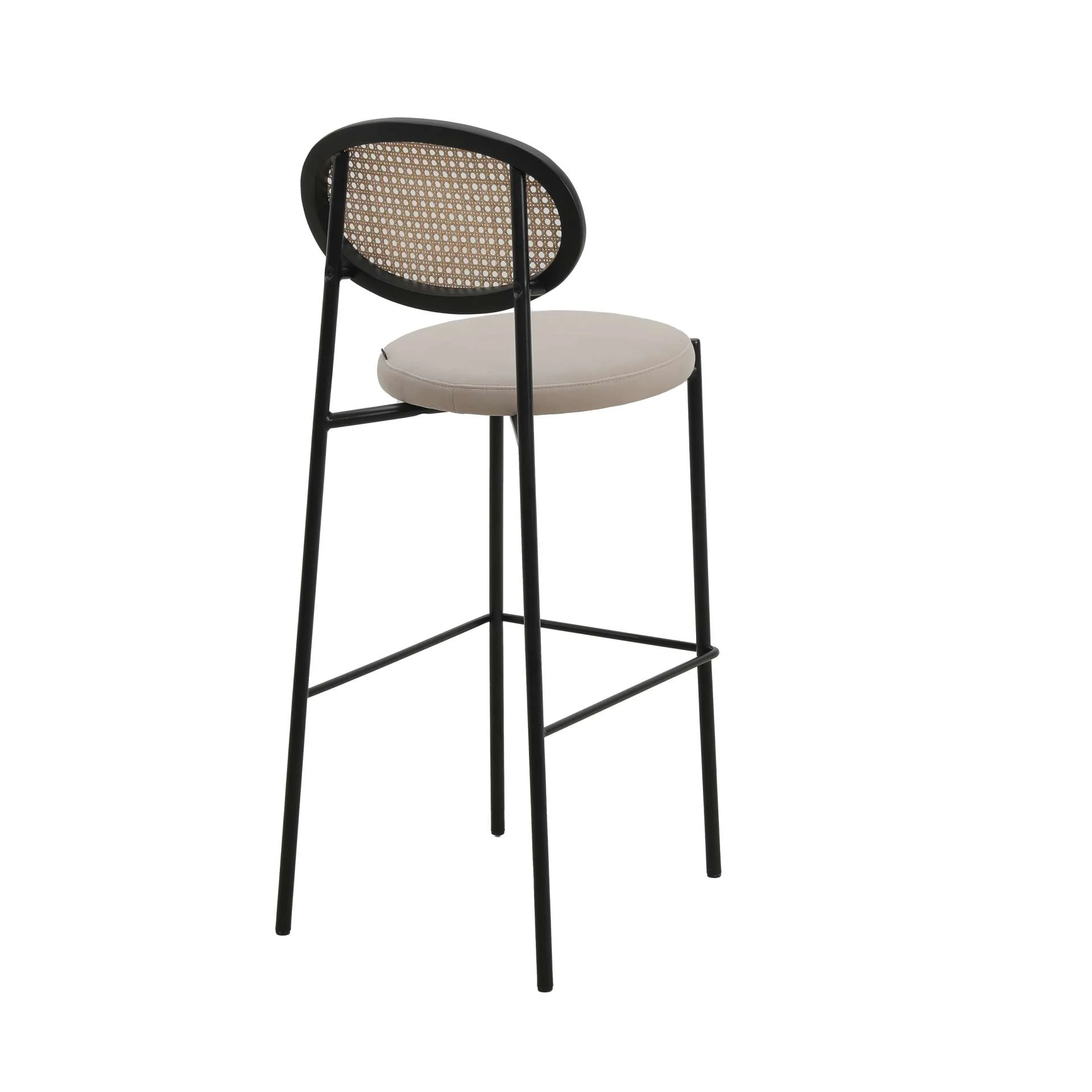 LeisureMod Euston Modern Wicker Bar Stool With Black Steel Frame - Image 4