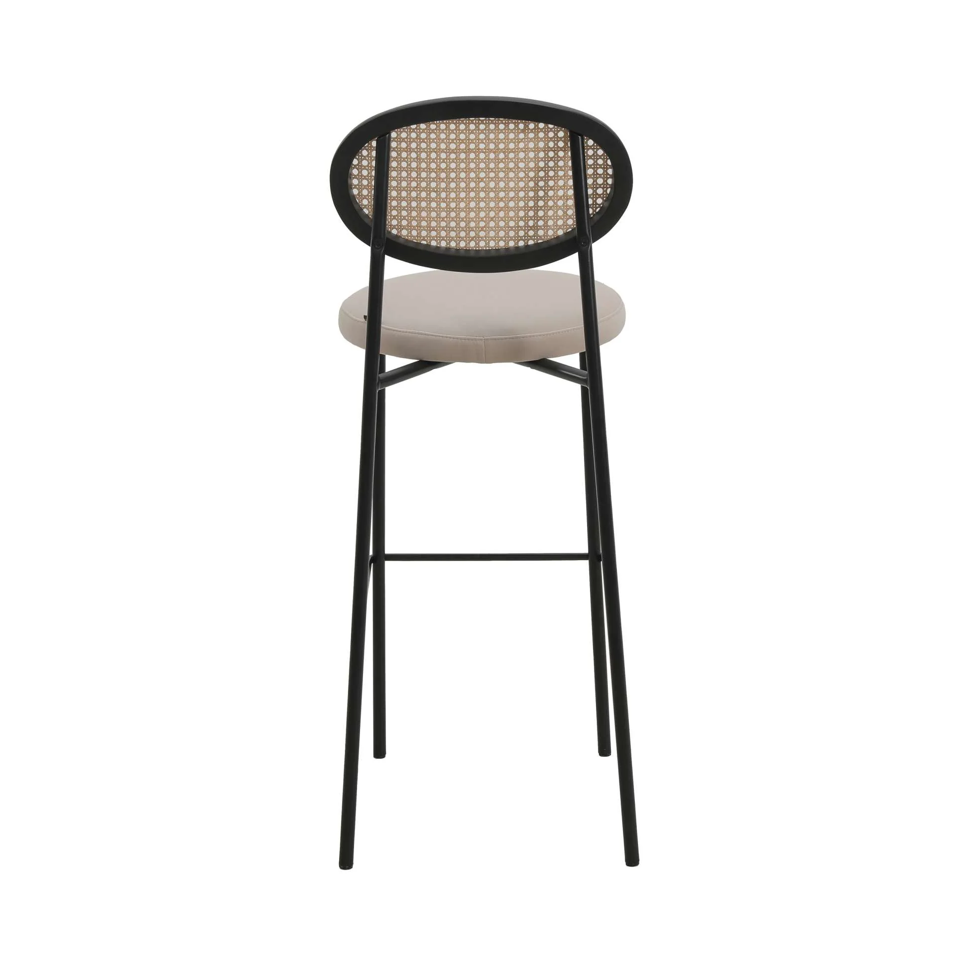 LeisureMod Euston Modern Wicker Bar Stool With Black Steel Frame - Image 5