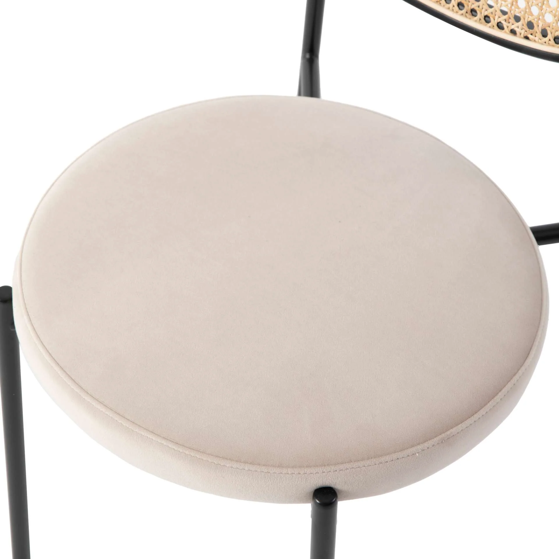 LeisureMod Euston Modern Wicker Dining Chair with Velvet Round Seat - Image 11
