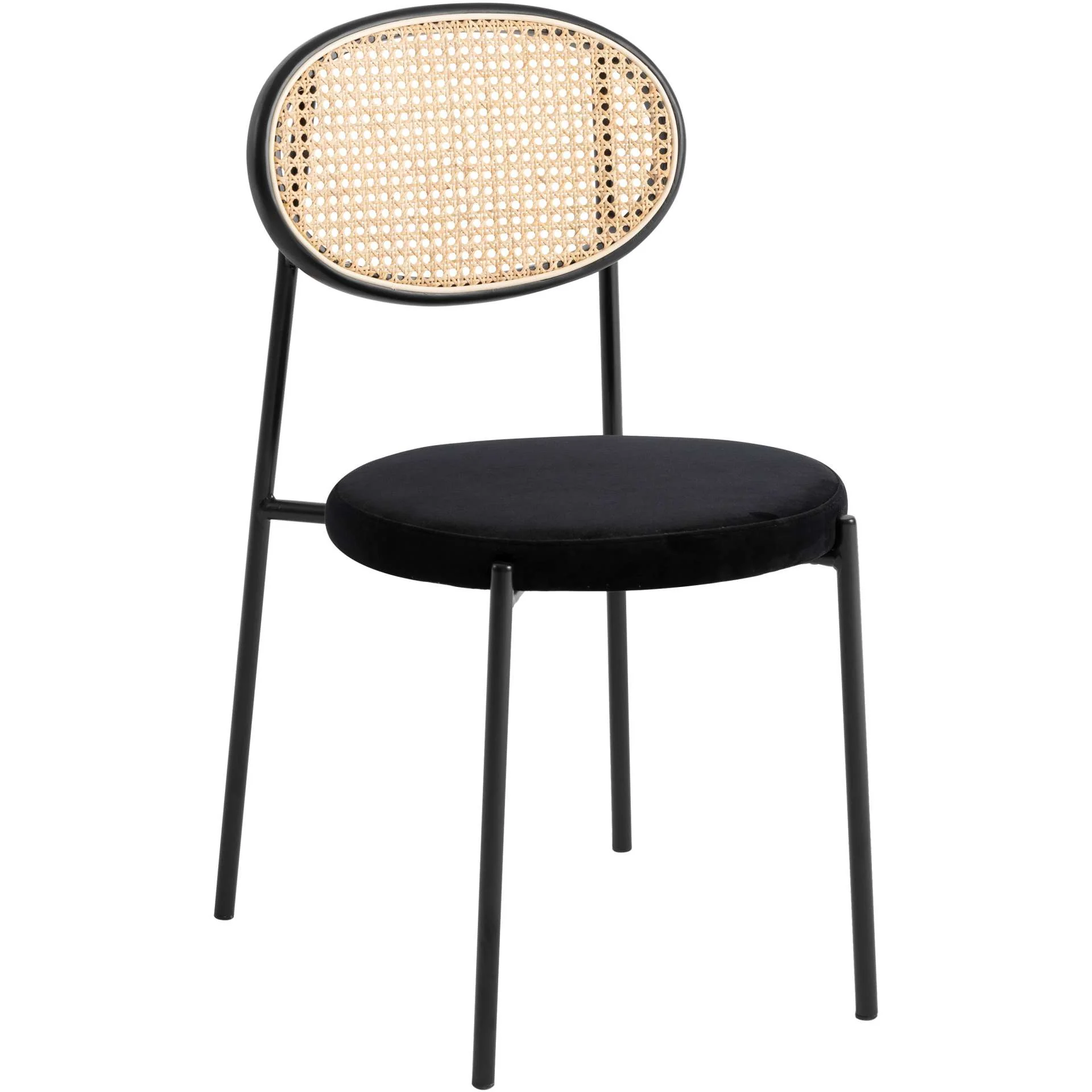 LeisureMod Euston Modern Wicker Dining Chair with Velvet Round Seat - Image 14