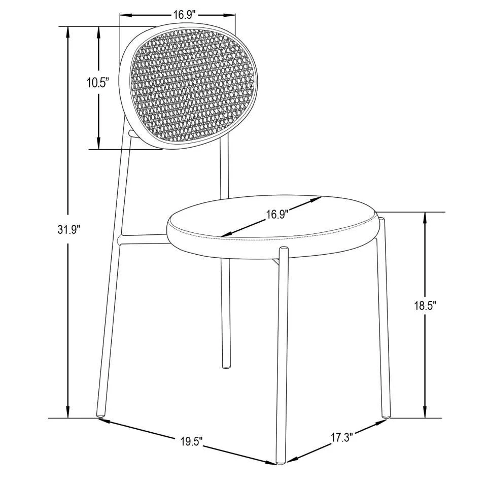 LeisureMod Euston Modern Wicker Dining Chair with Velvet Round Seat - Image 15