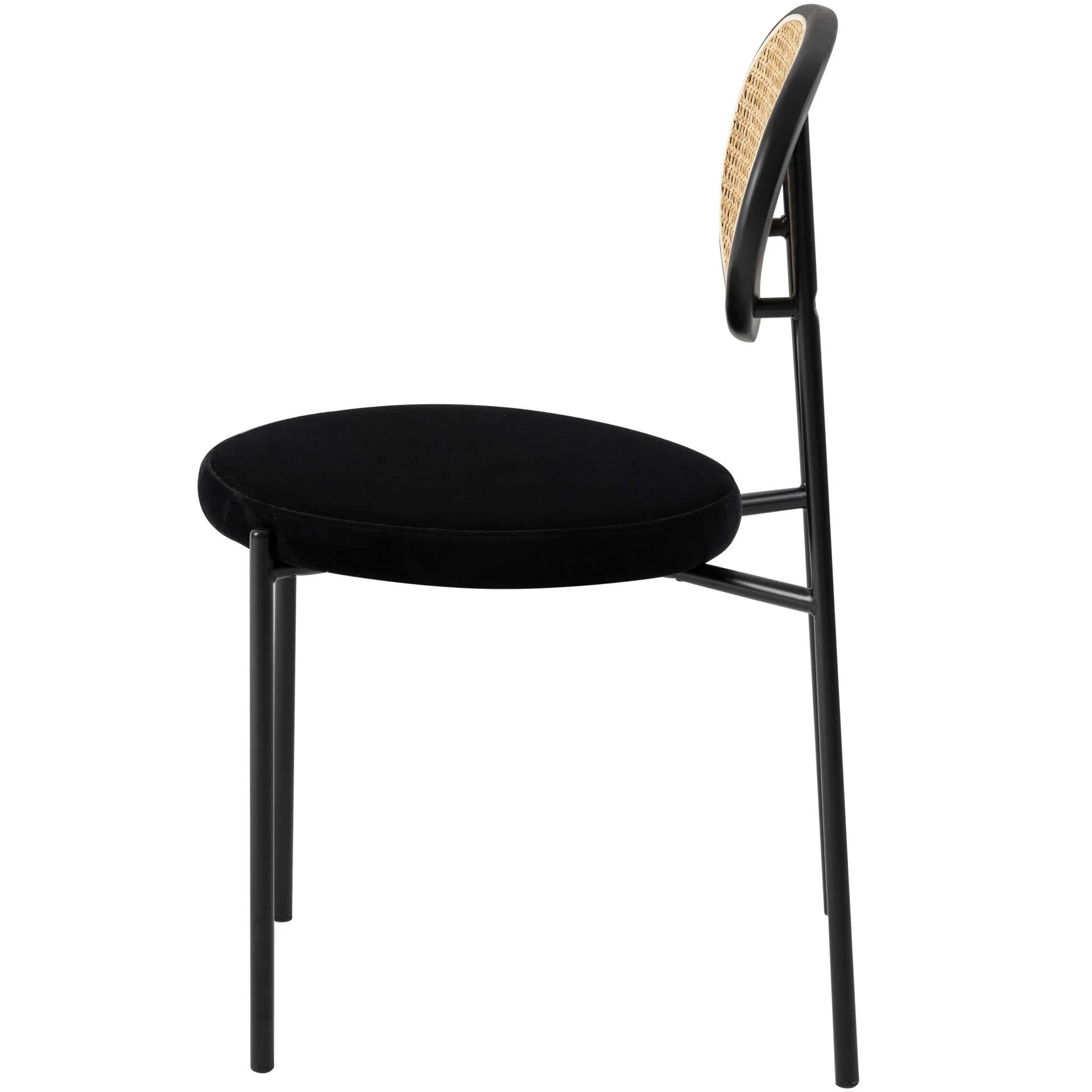 LeisureMod Euston Modern Wicker Dining Chair with Velvet Round Seat - Image 17