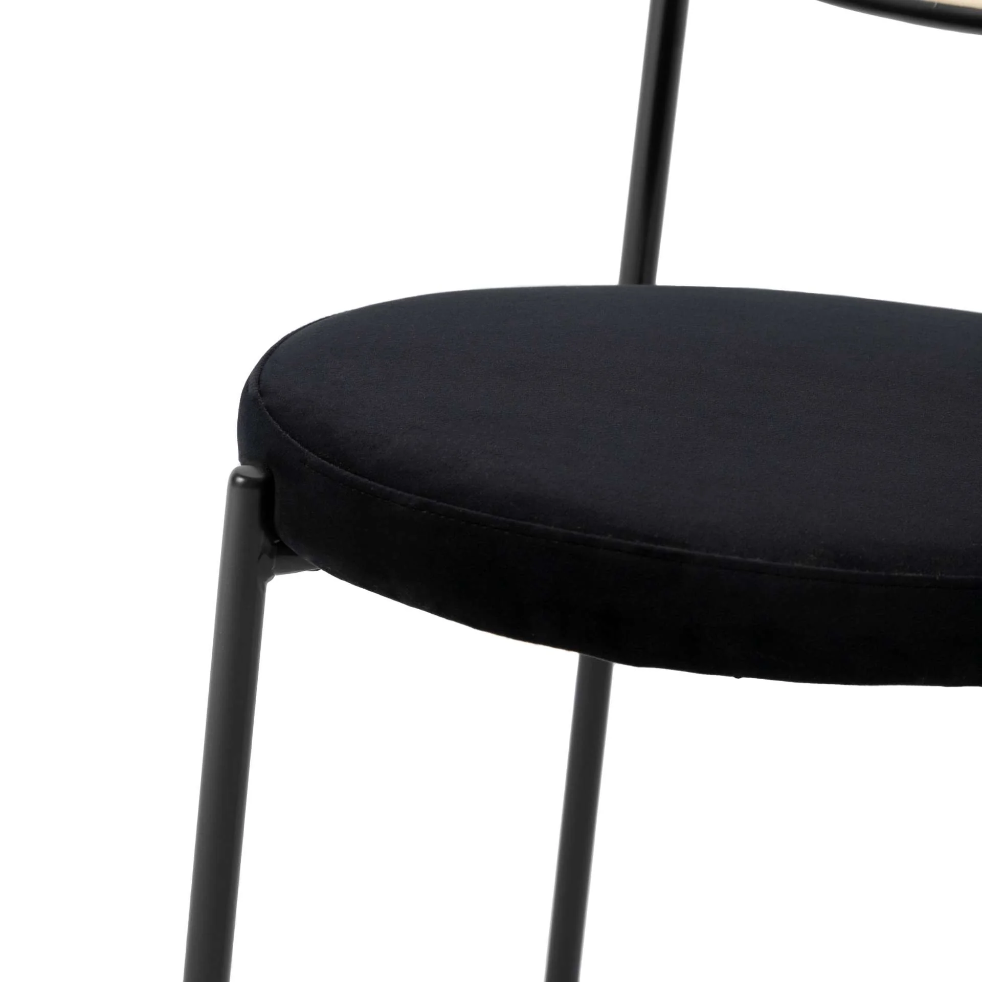 LeisureMod Euston Modern Wicker Dining Chair with Velvet Round Seat - Image 19