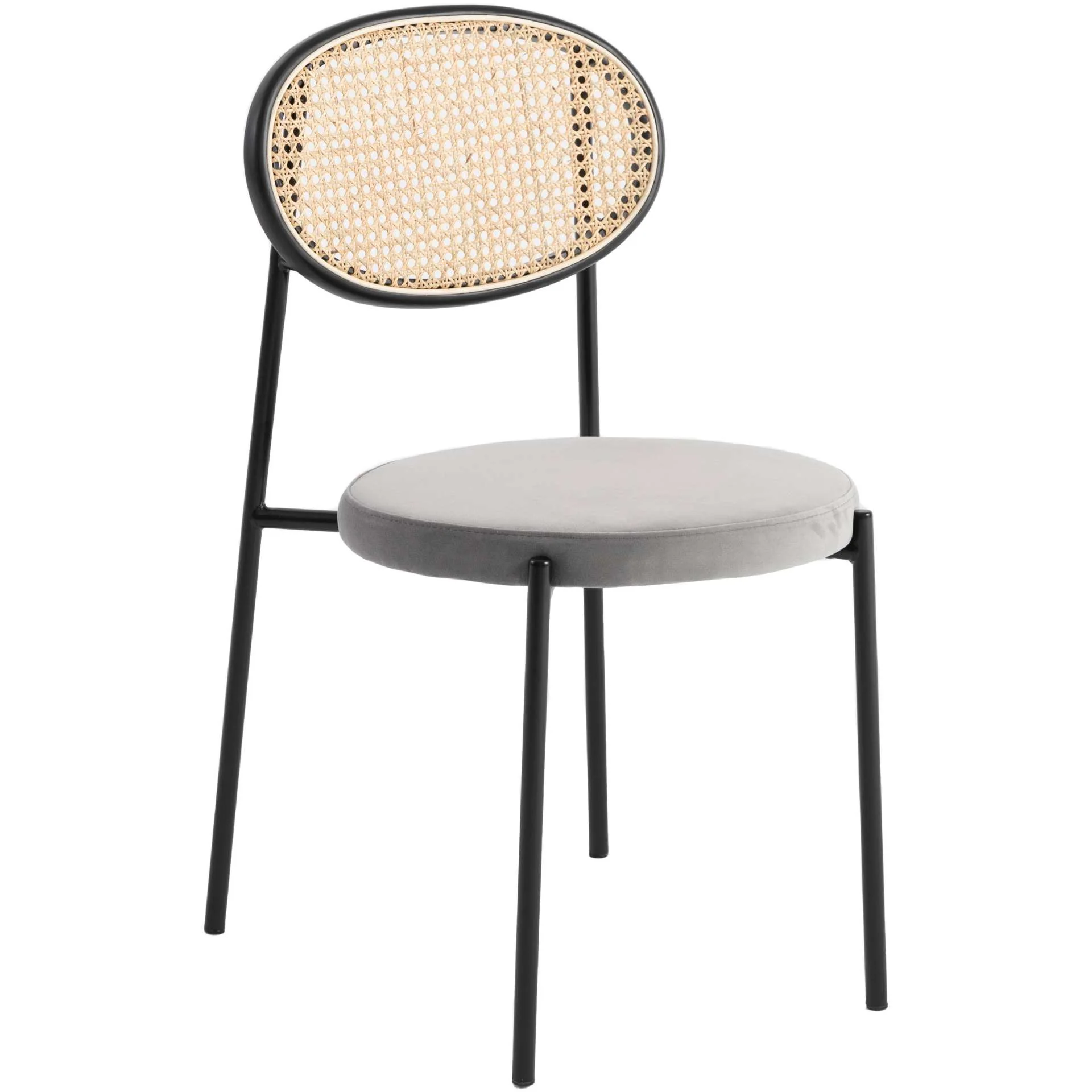 LeisureMod Euston Modern Wicker Dining Chair with Velvet Round Seat - Image 25