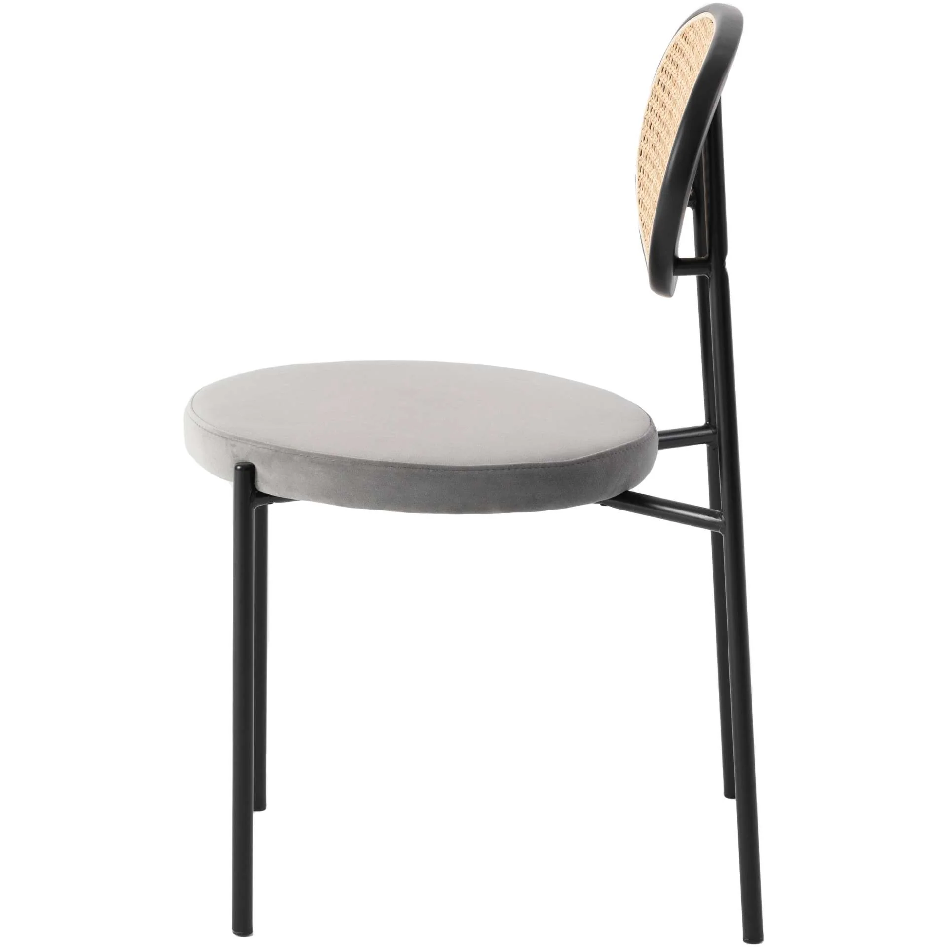 LeisureMod Euston Modern Wicker Dining Chair with Velvet Round Seat - Image 27