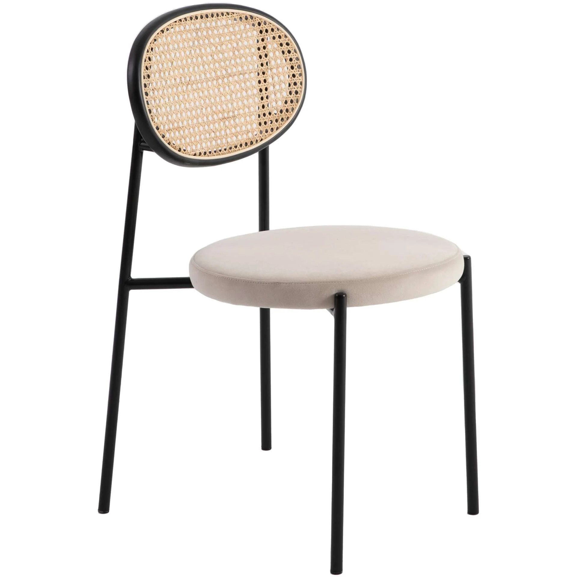 LeisureMod Euston Modern Wicker Dining Chair with Velvet Round Seat - Image 3