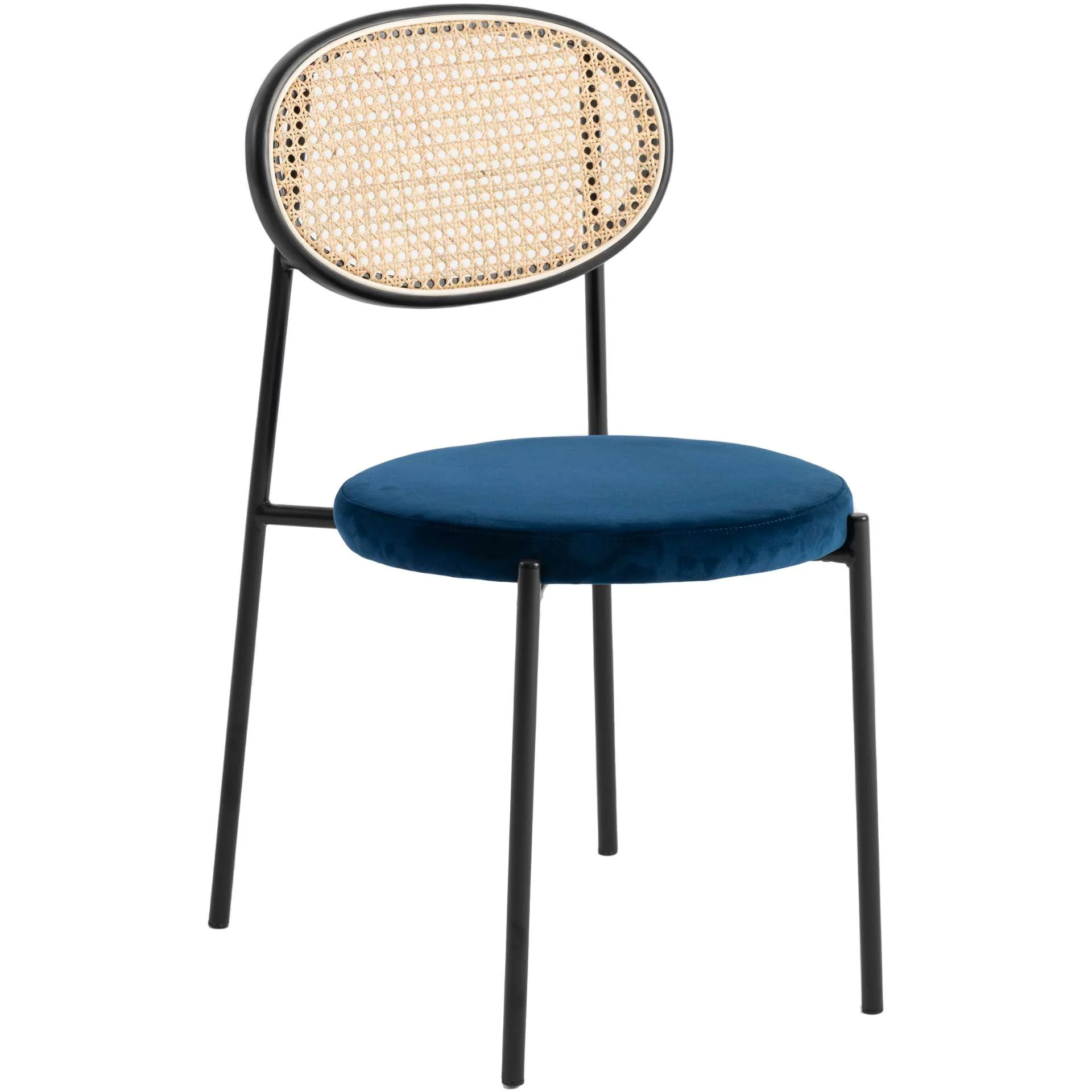 LeisureMod Euston Modern Wicker Dining Chair with Velvet Round Seat - Image 36