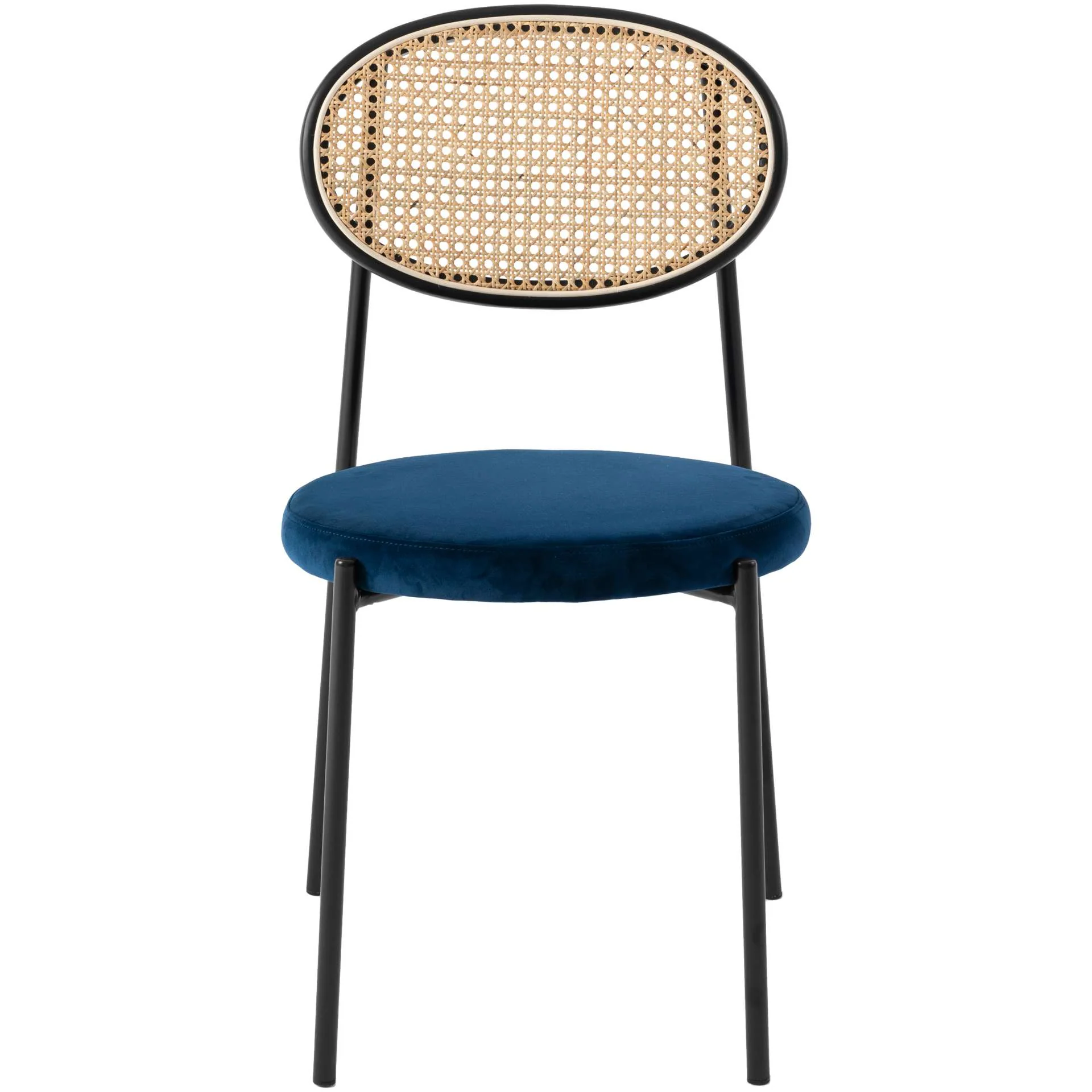 LeisureMod Euston Modern Wicker Dining Chair with Velvet Round Seat - Image 37