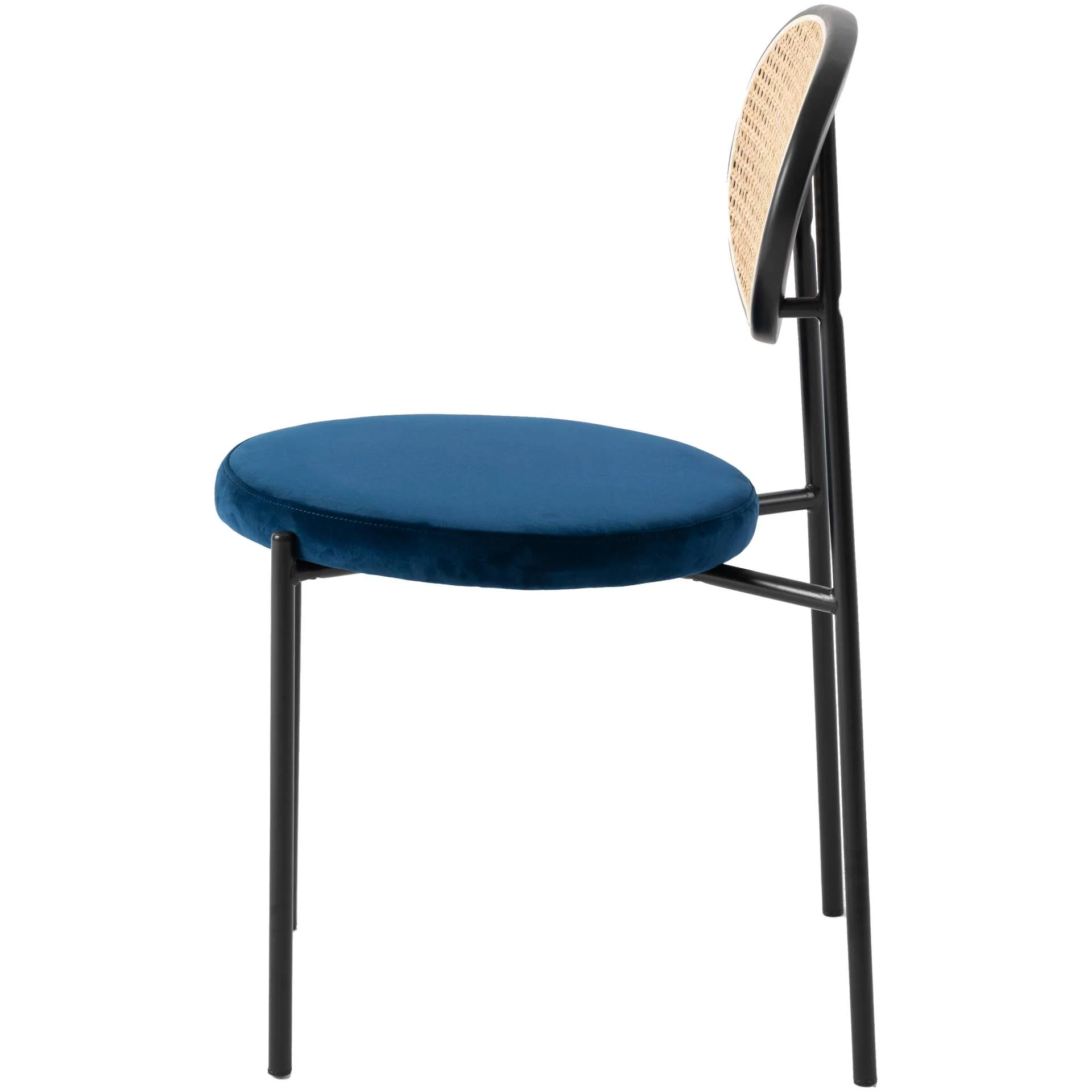LeisureMod Euston Modern Wicker Dining Chair with Velvet Round Seat - Image 38