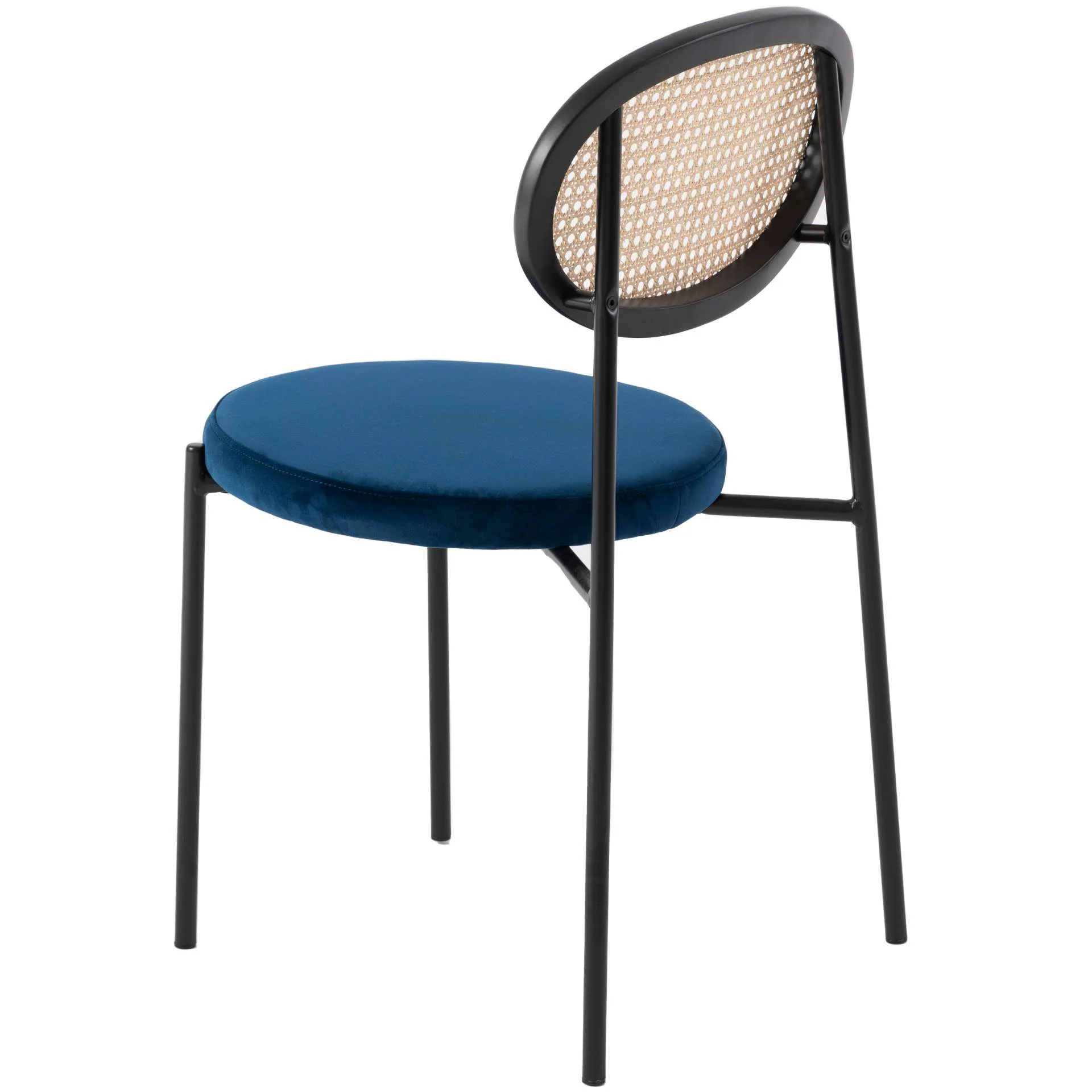 LeisureMod Euston Modern Wicker Dining Chair with Velvet Round Seat - Image 39
