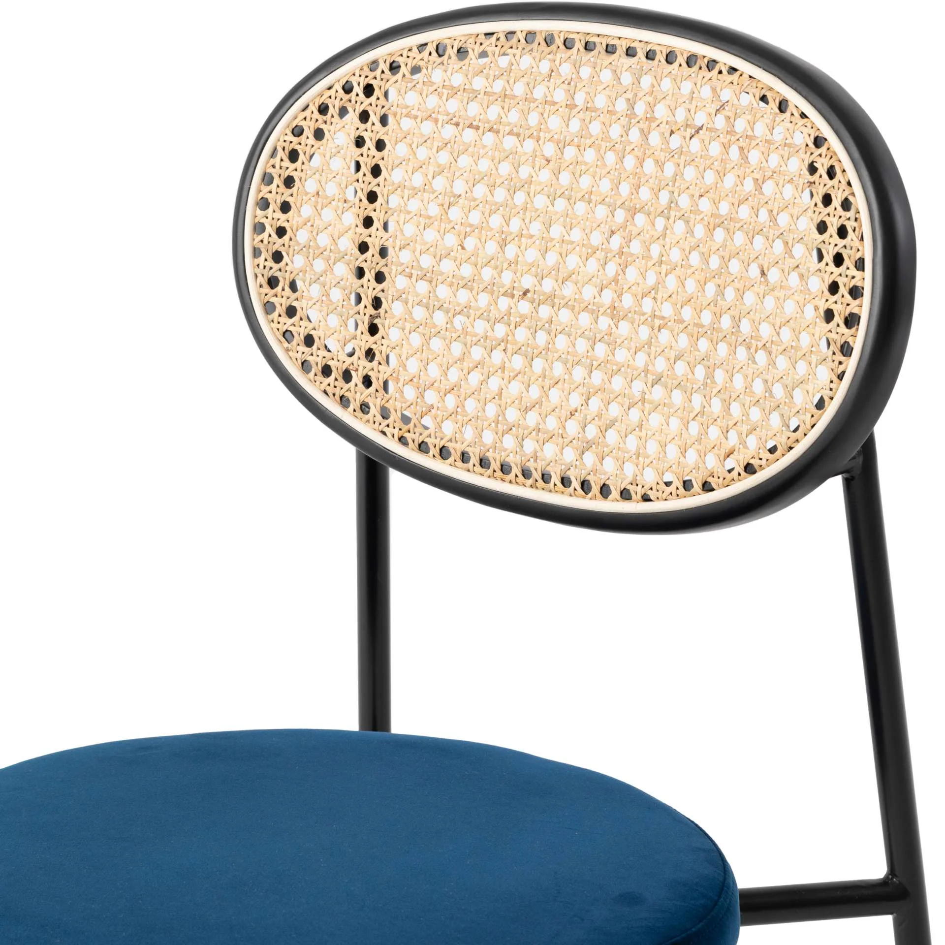LeisureMod Euston Modern Wicker Dining Chair with Velvet Round Seat - Image 41