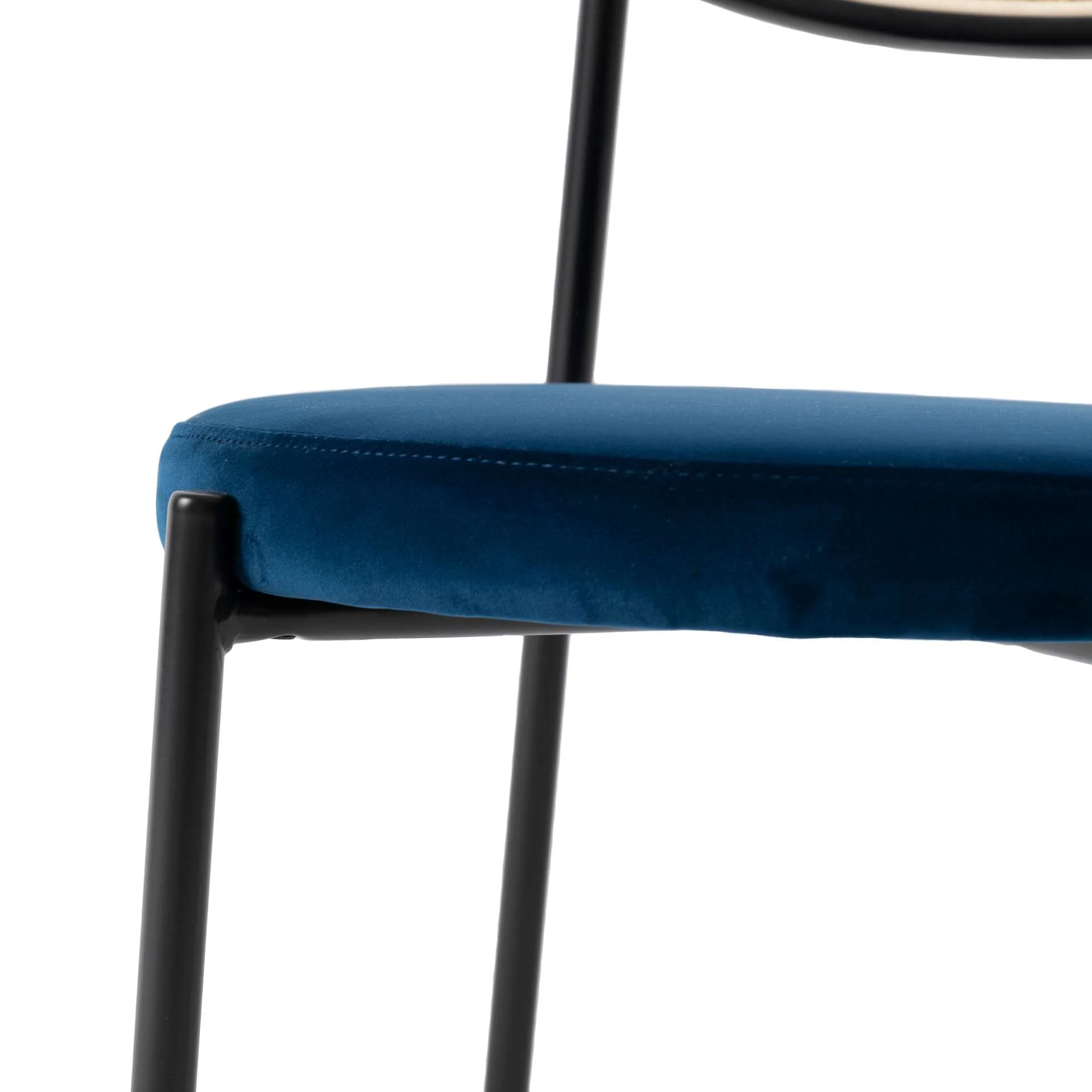 LeisureMod Euston Modern Wicker Dining Chair with Velvet Round Seat - Image 42