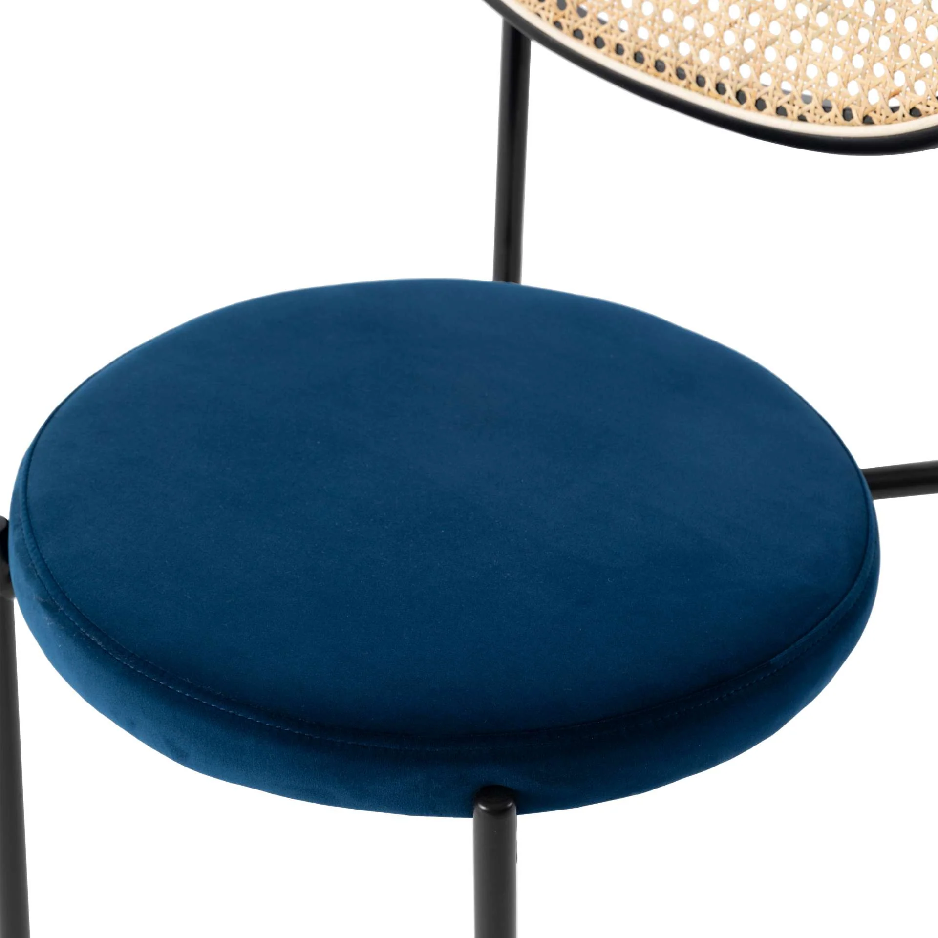 LeisureMod Euston Modern Wicker Dining Chair with Velvet Round Seat - Image 44