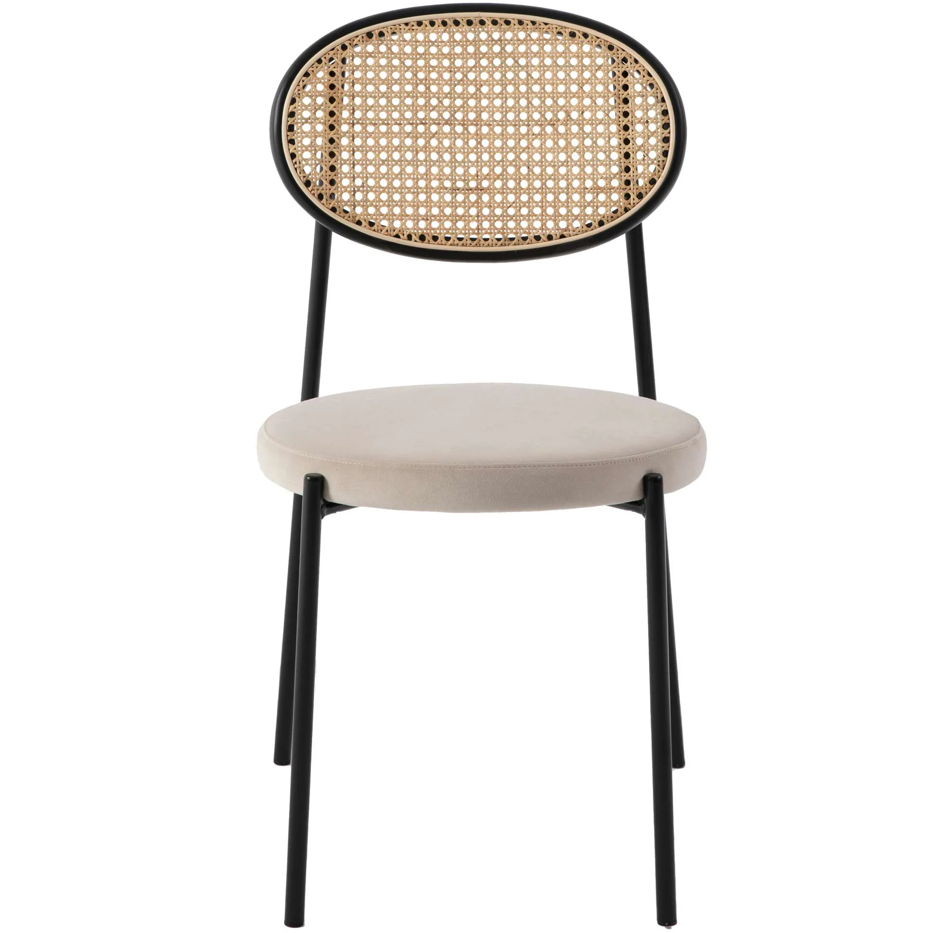 LeisureMod Euston Modern Wicker Dining Chair with Velvet Round Seat - Image 5