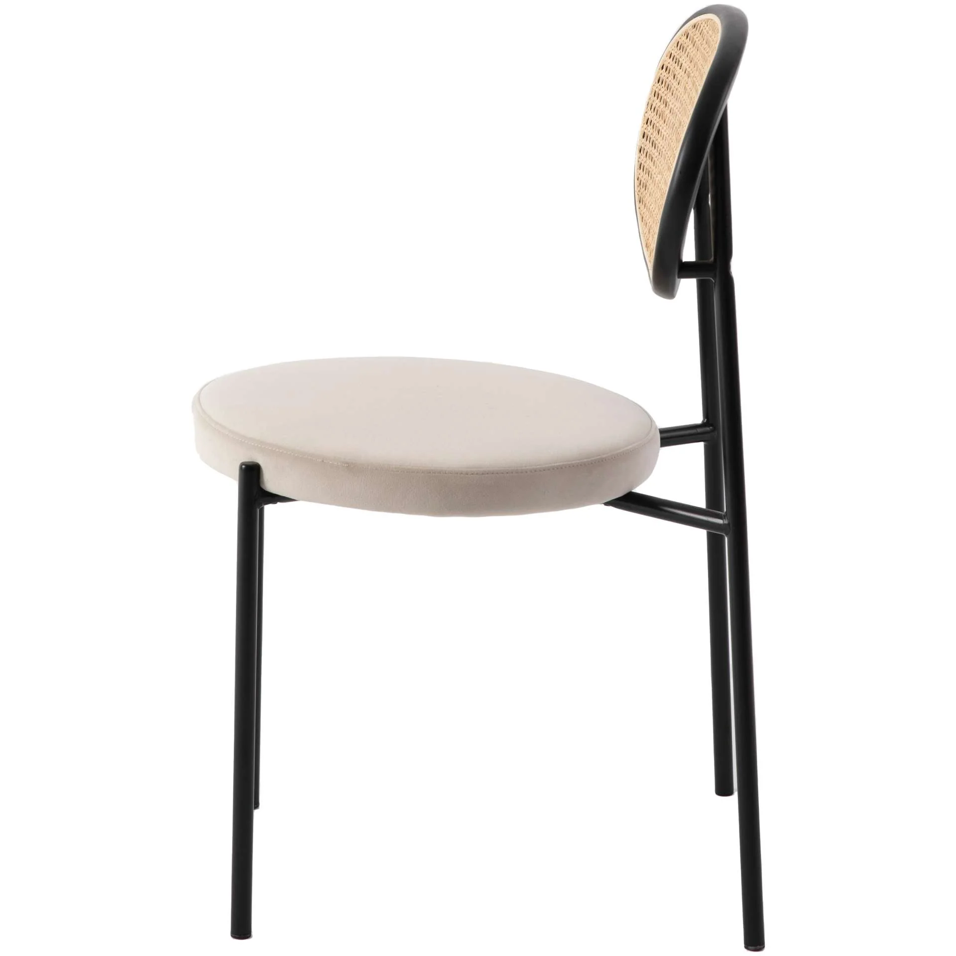 LeisureMod Euston Modern Wicker Dining Chair with Velvet Round Seat - Image 6