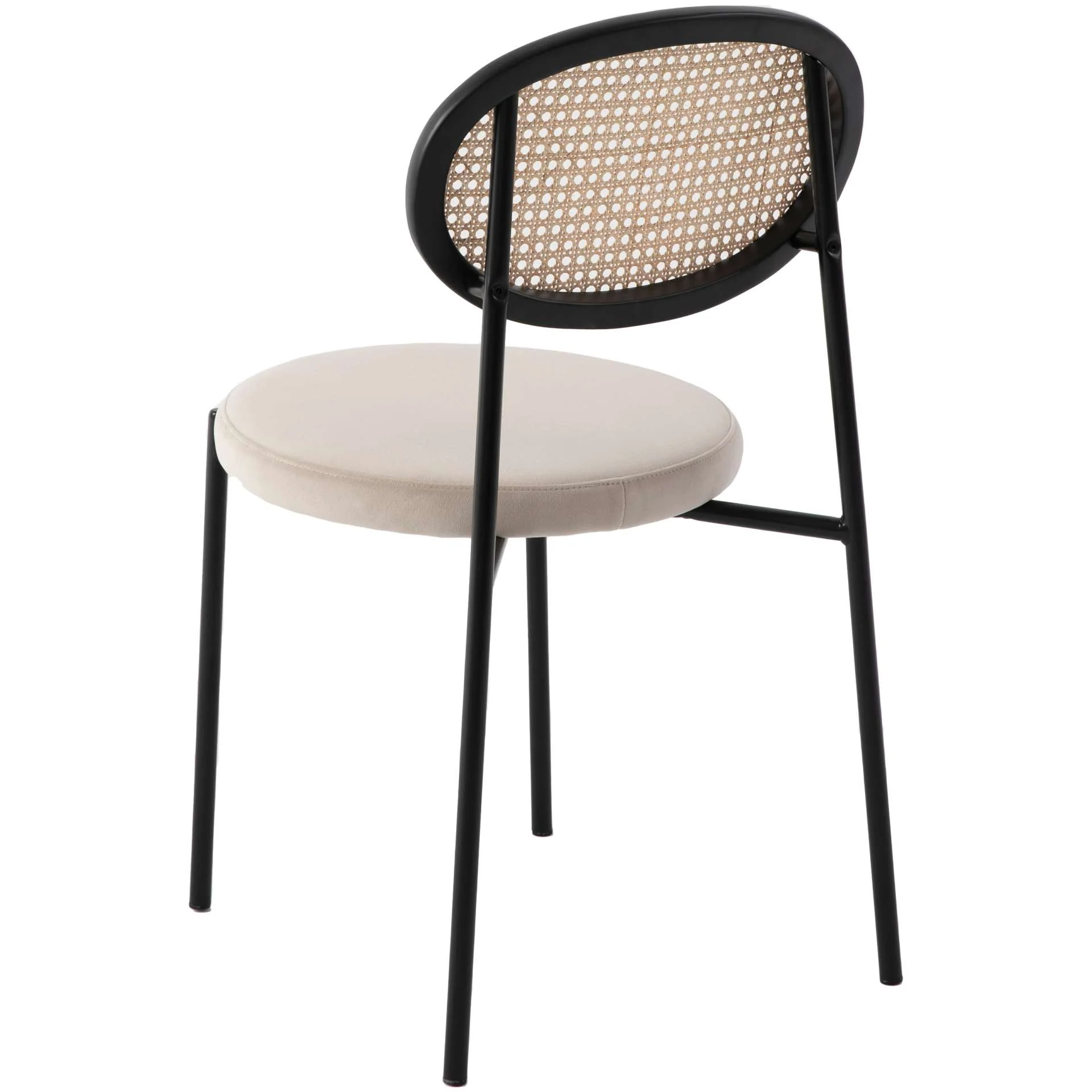 LeisureMod Euston Modern Wicker Dining Chair with Velvet Round Seat - Image 7