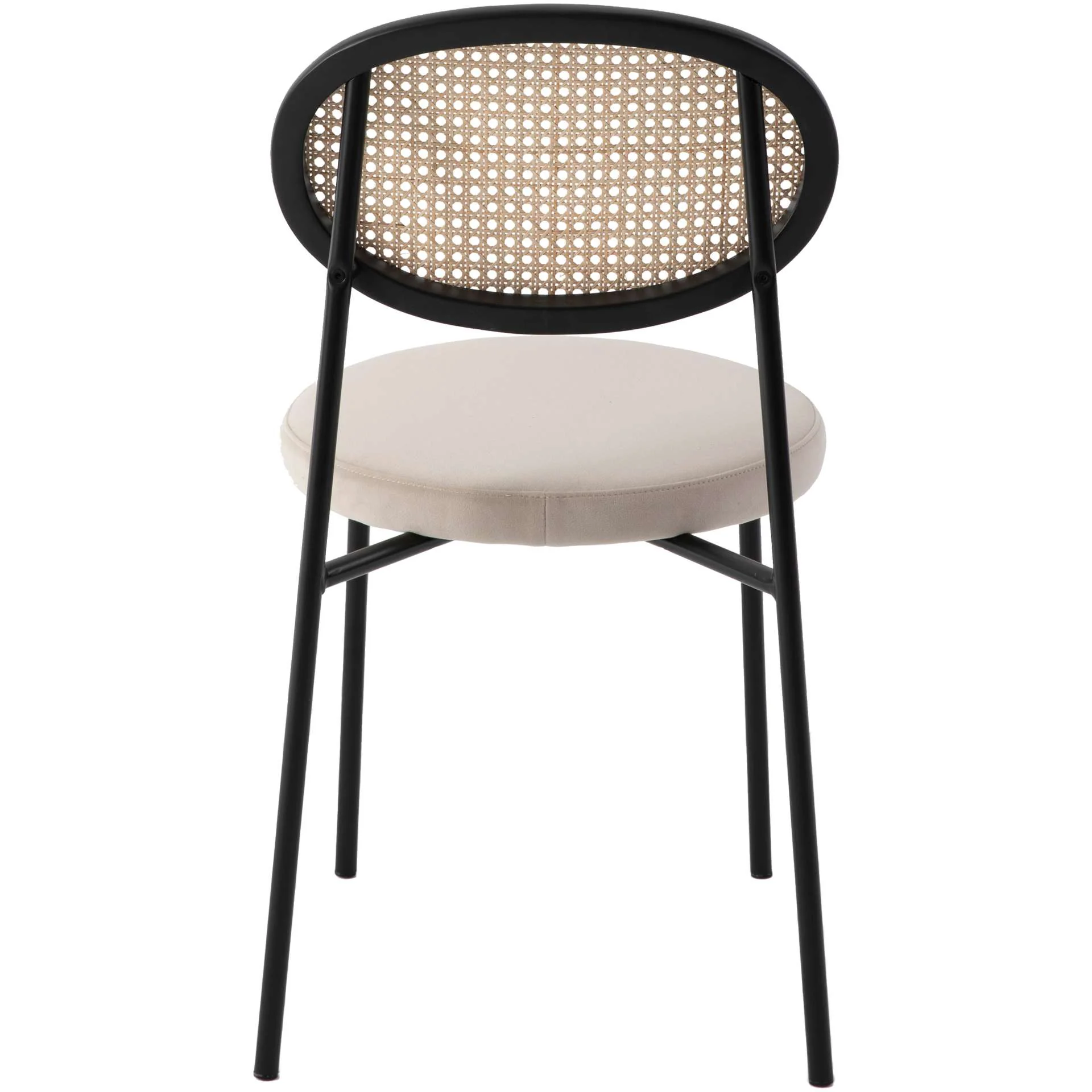 LeisureMod Euston Modern Wicker Dining Chair with Velvet Round Seat - Image 8