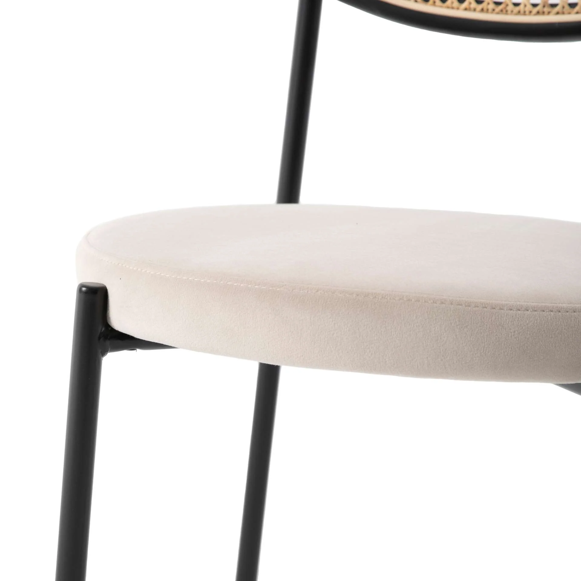 LeisureMod Euston Modern Wicker Dining Chair with Velvet Round Seat - Image 9