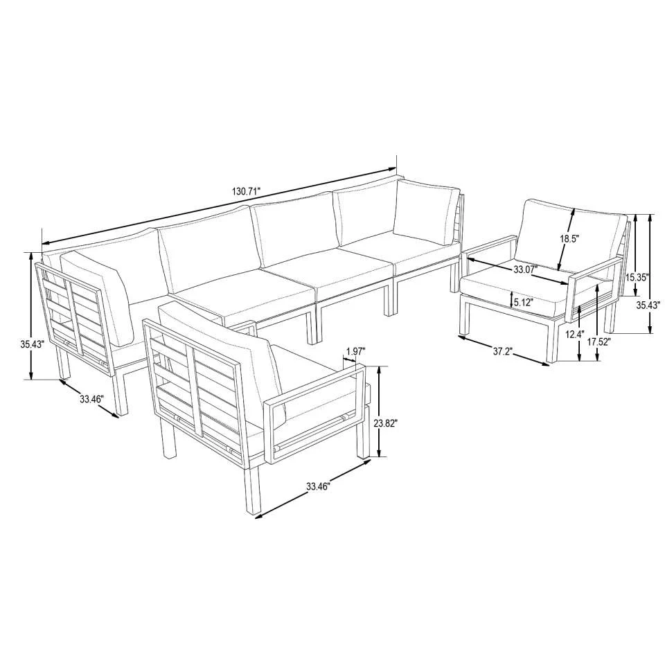 LeisureMod Hamilton 6-Piece Aluminum Patio Conversation Set With Cushions - Image 52