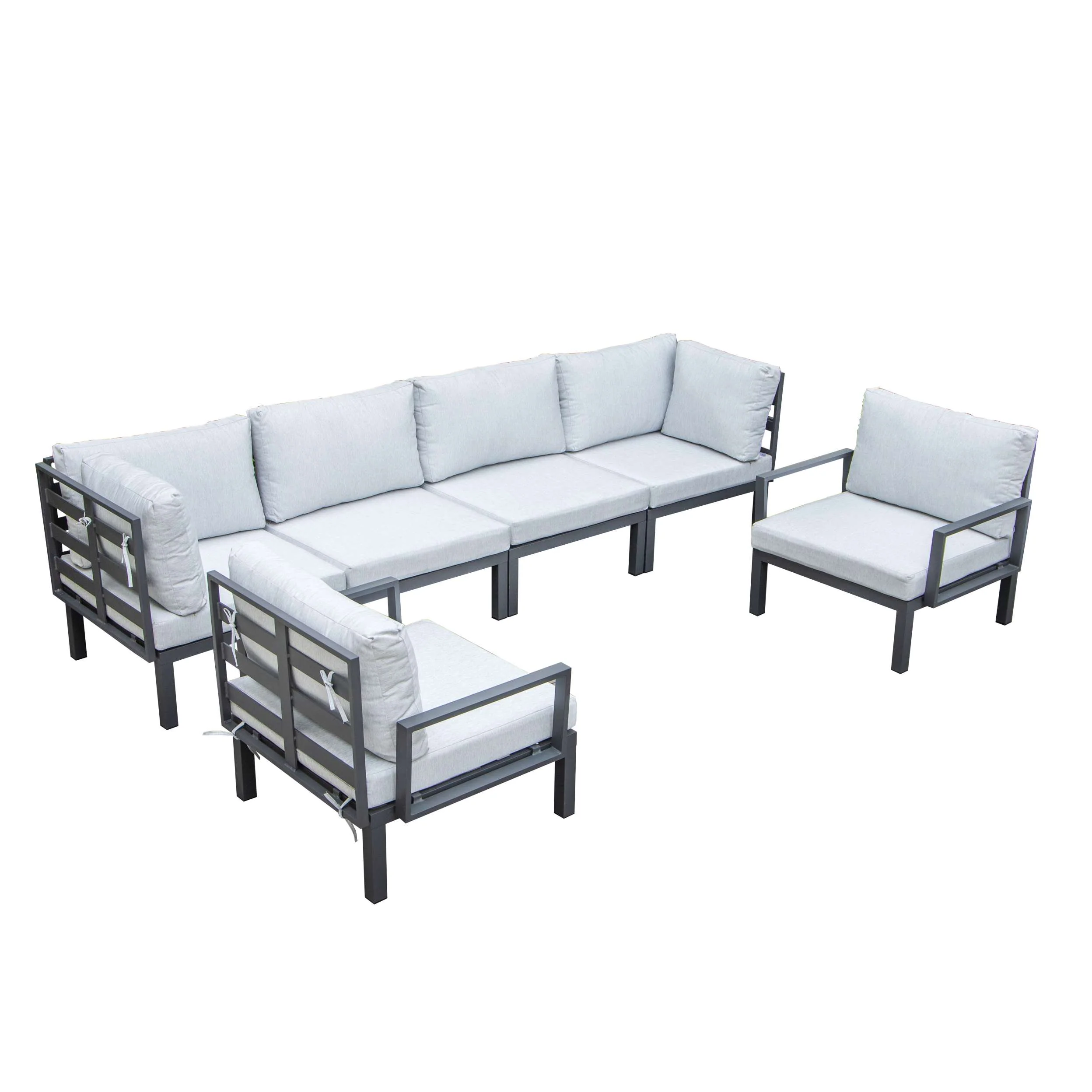 LeisureMod Hamilton 6-Piece Aluminum Patio Conversation Set With Cushions - Image 53