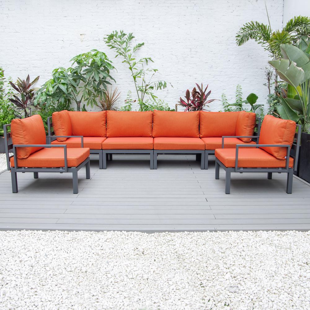 LeisureMod Hamilton 6-Piece Aluminum Patio Conversation Set With Cushions - Image 70