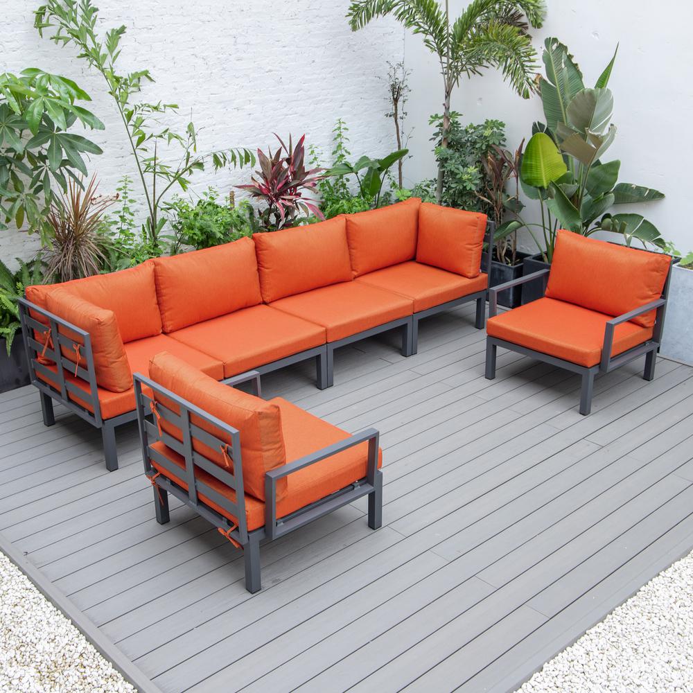 LeisureMod Hamilton 6-Piece Aluminum Patio Conversation Set With Cushions - Image 71