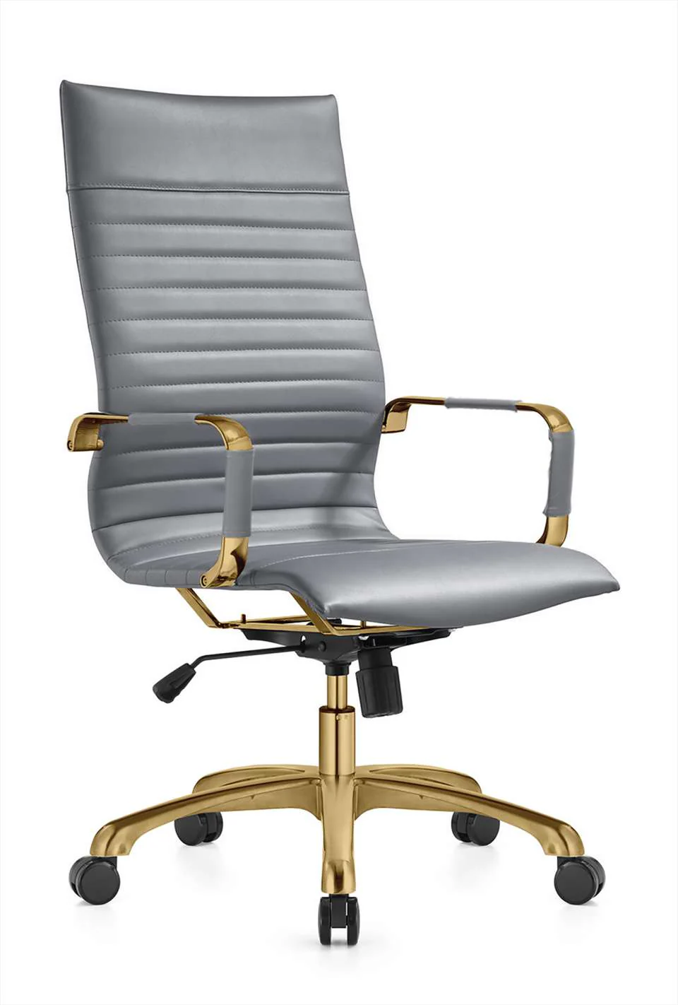LeisureMod Harris High-Back Leatherette Office Chair With Gold Frame - Image 2