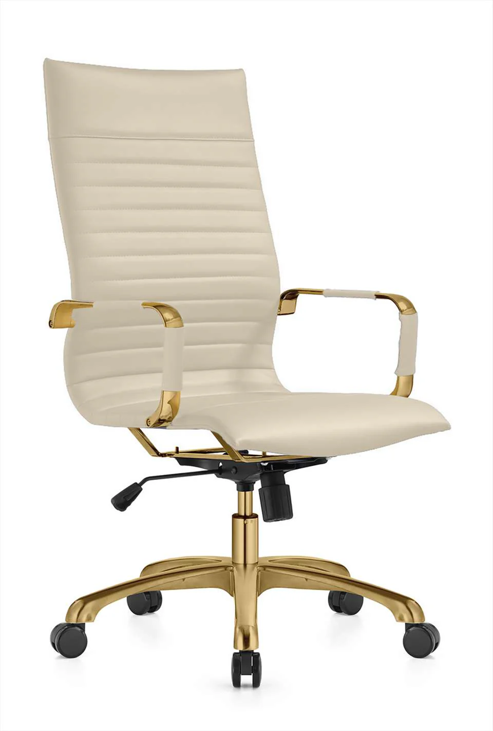 LeisureMod Harris High-Back Leatherette Office Chair With Gold Frame - Image 5
