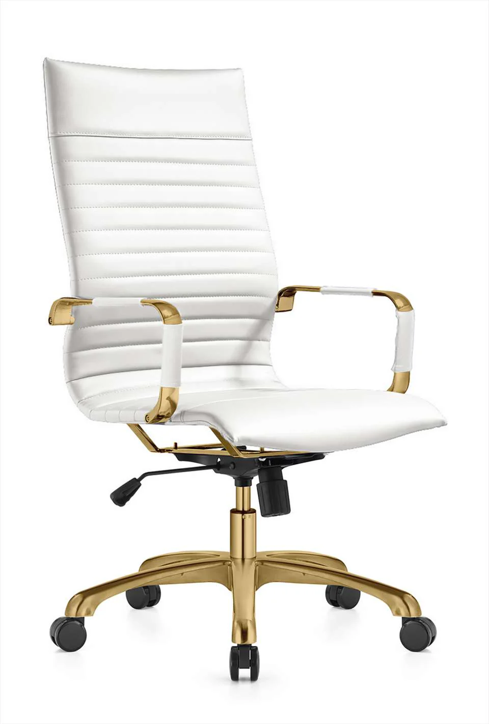 LeisureMod Harris High-Back Leatherette Office Chair With Gold Frame - Image 8