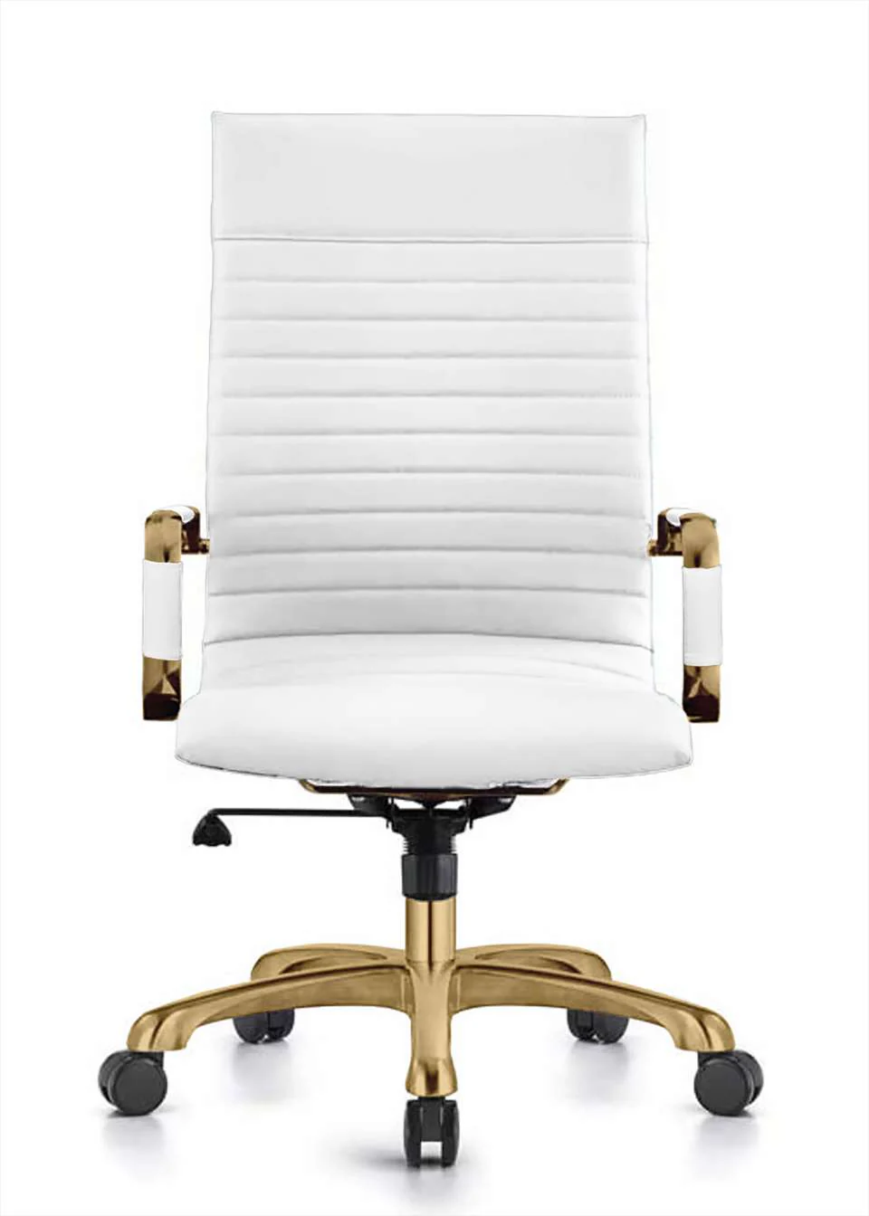LeisureMod Harris High-Back Leatherette Office Chair With Gold Frame - Image 9