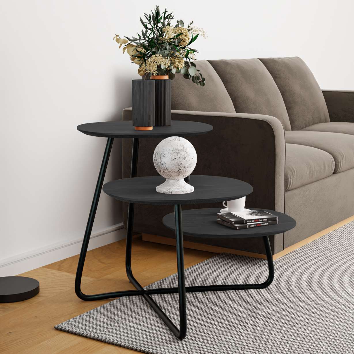 LeisureMod Hazelton Multi-Top End Tables with Manufactured Wood Top and Powder Coated Steel Frame - Image 14